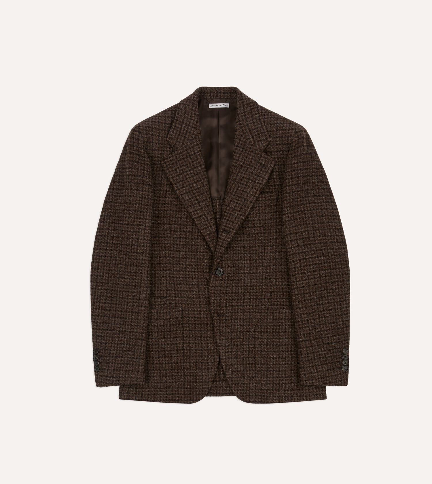 Brown Houndstooth Check Tweed Blazer