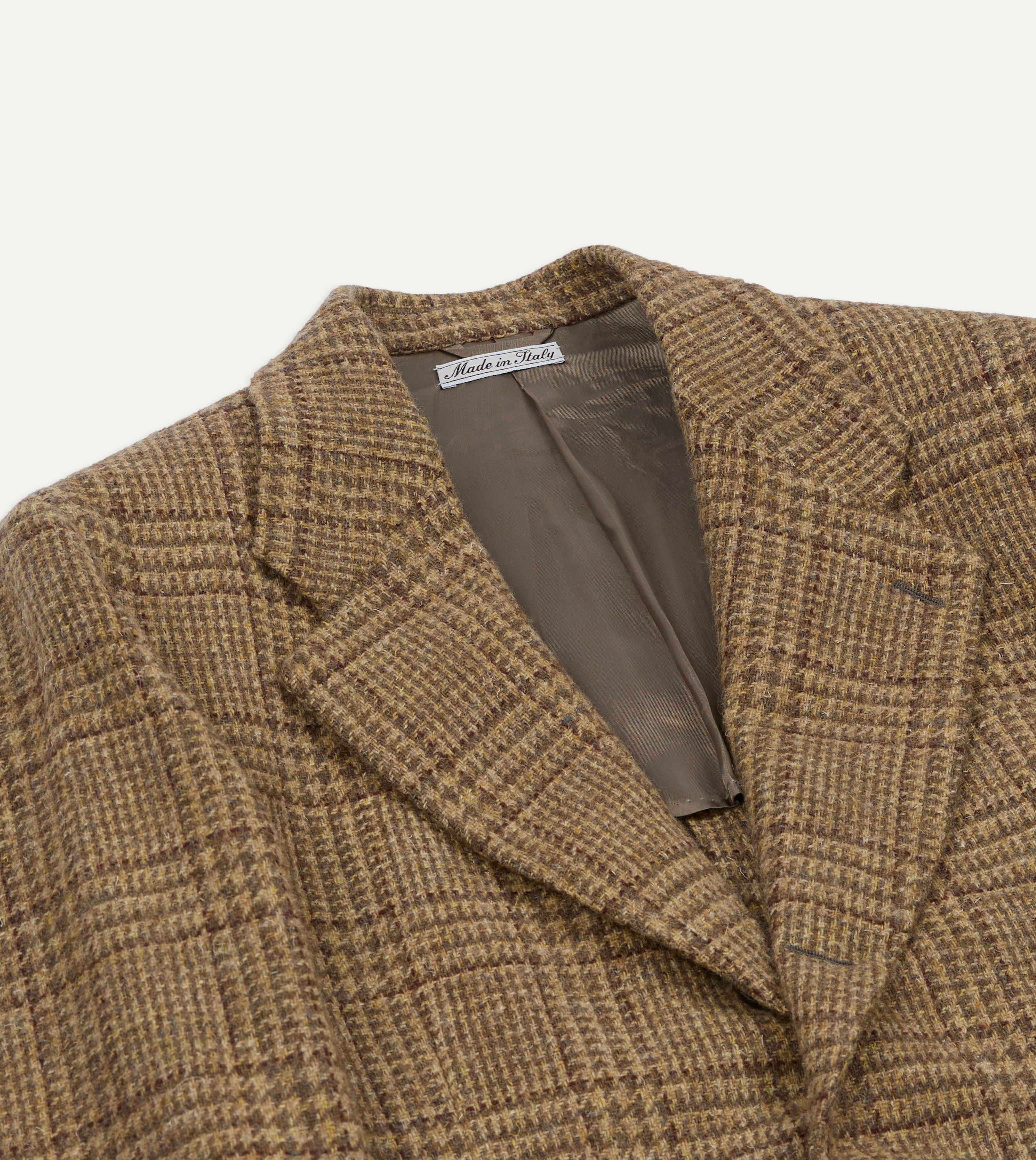 Beige Prince of Wales Check Tweed Blazer – Drakes US