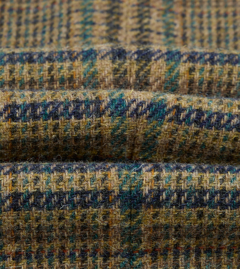 Brown and Teal Prince of Wales Check Tweed Blazer