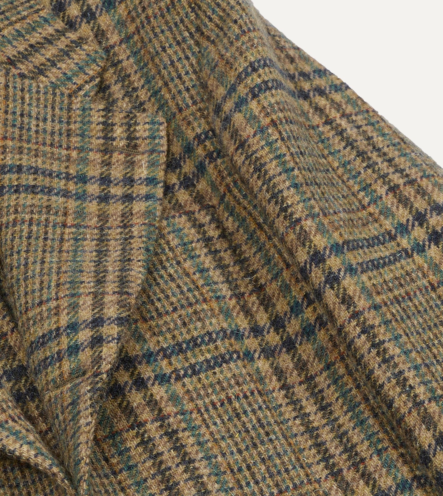 Brown and Teal Prince of Wales Check Tweed Blazer