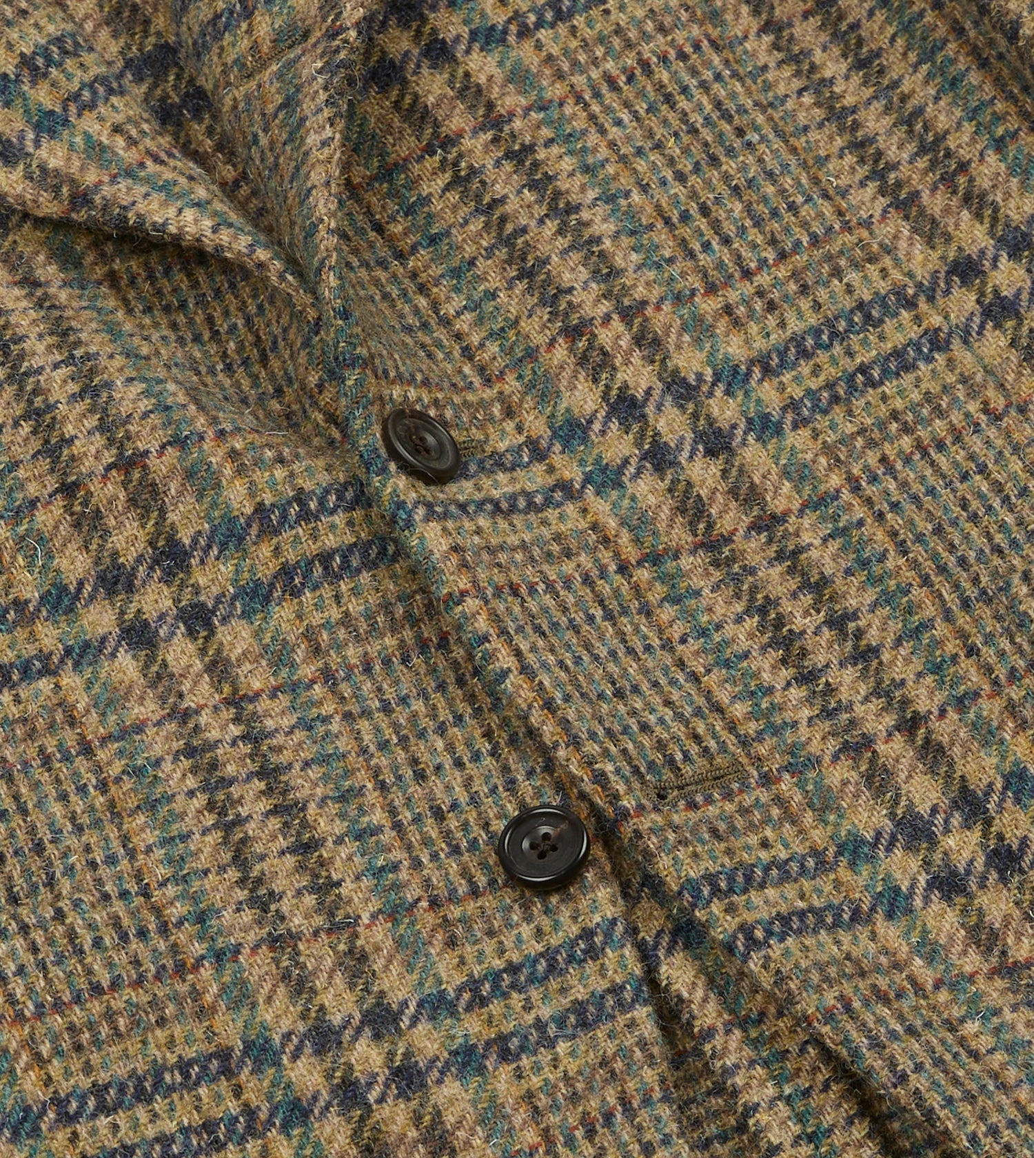 Brown and Teal Prince of Wales Check Tweed Blazer