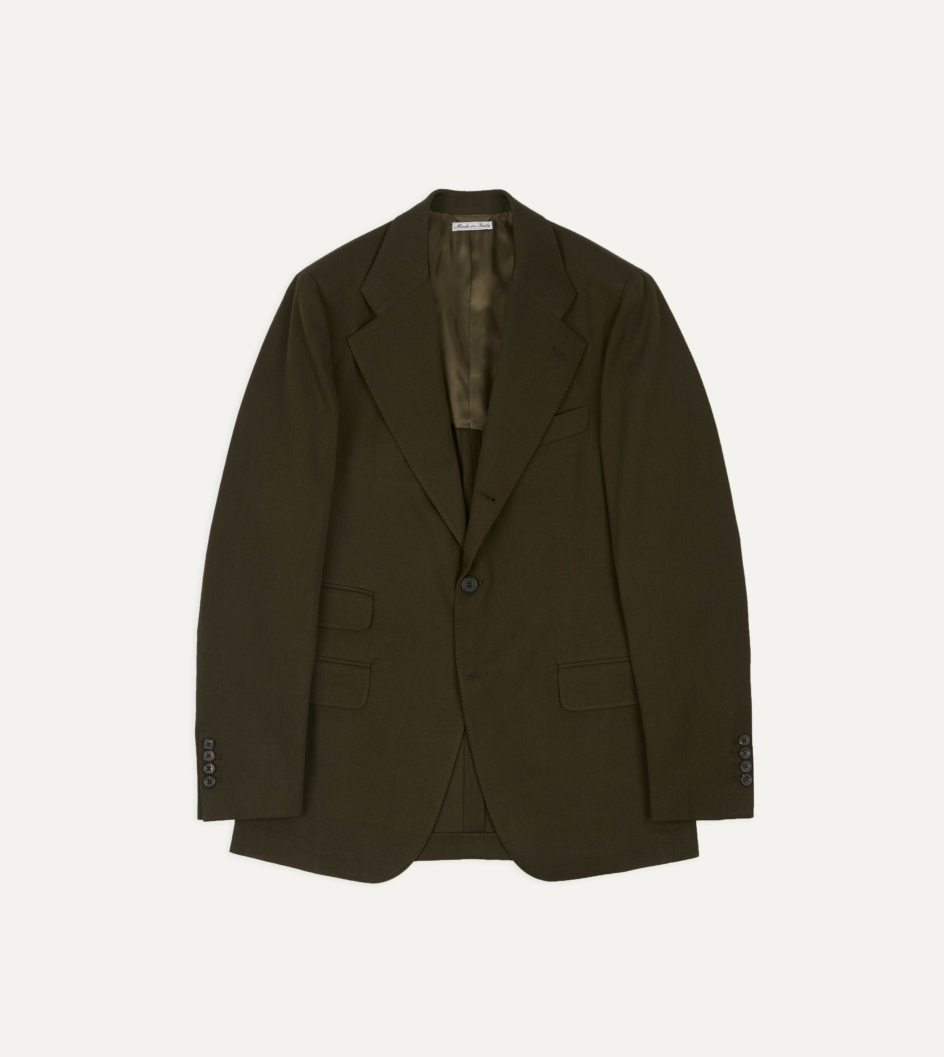 Olive Wool-Cotton Tailored Jacket