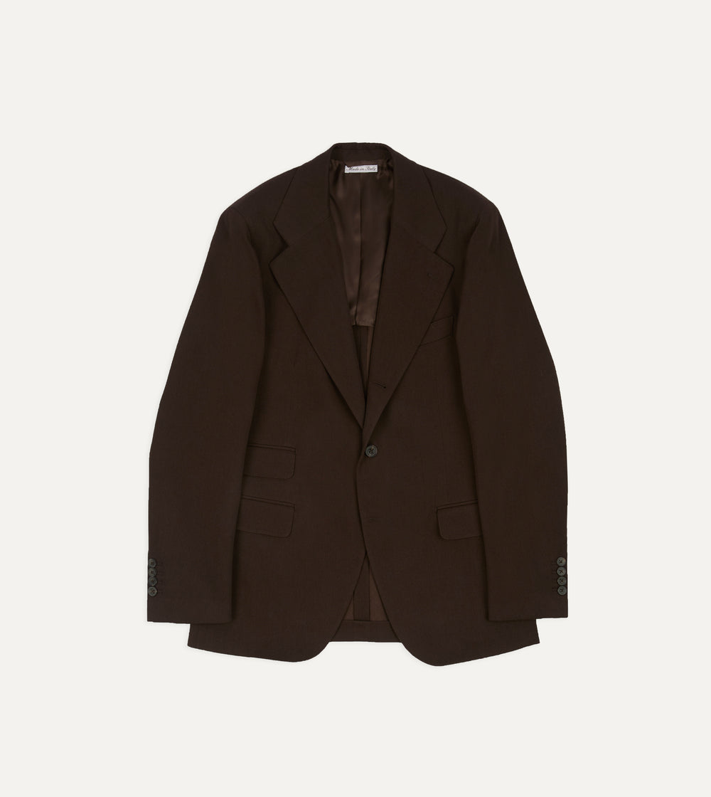 Brown Wool-Cotton Tailored Jacket