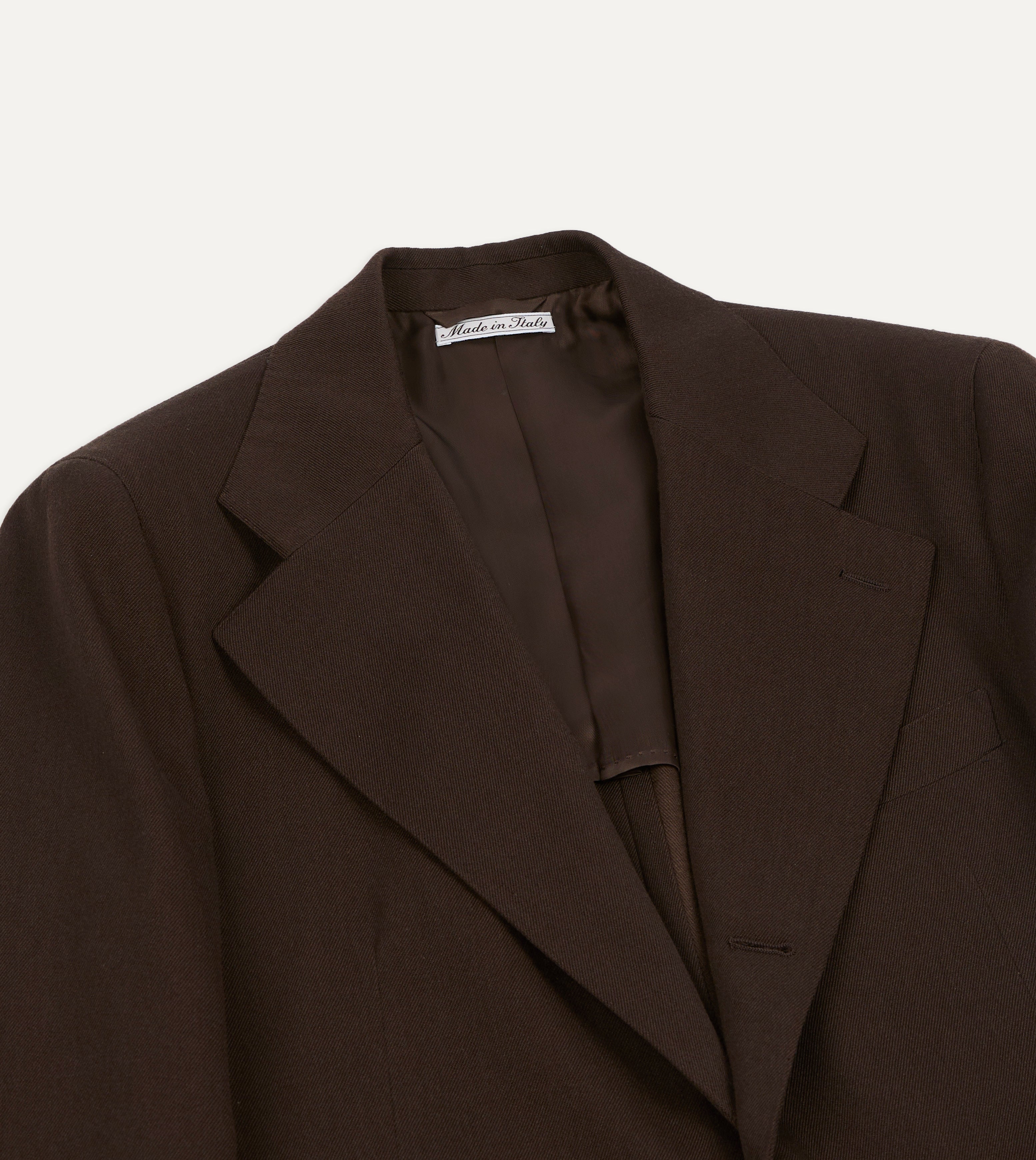 Brown Wool-Cotton Tailored Jacket – Drakes US
