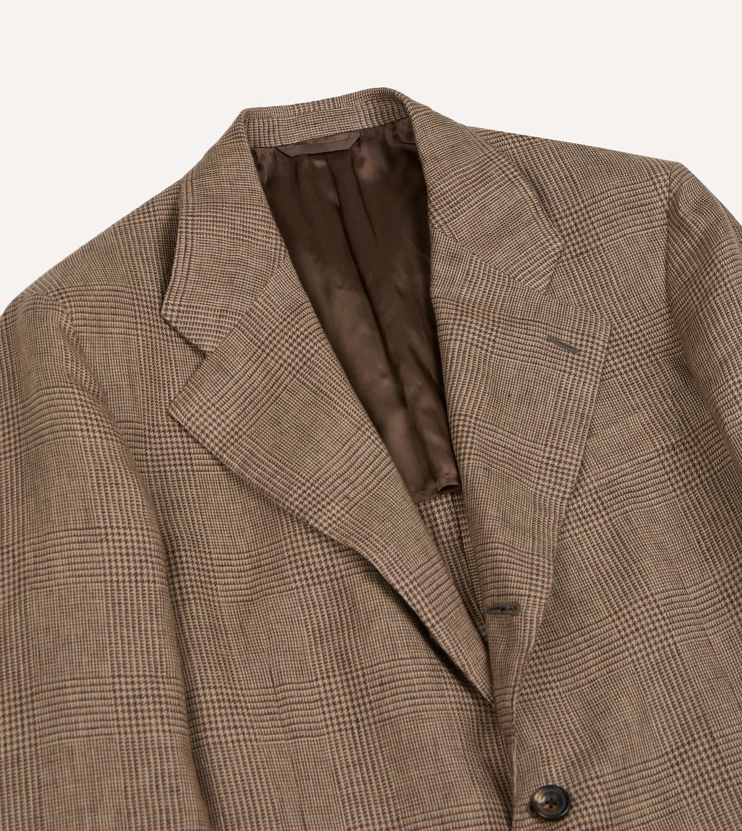 Brown Prince of Wales Check Linen Tailored Jacket