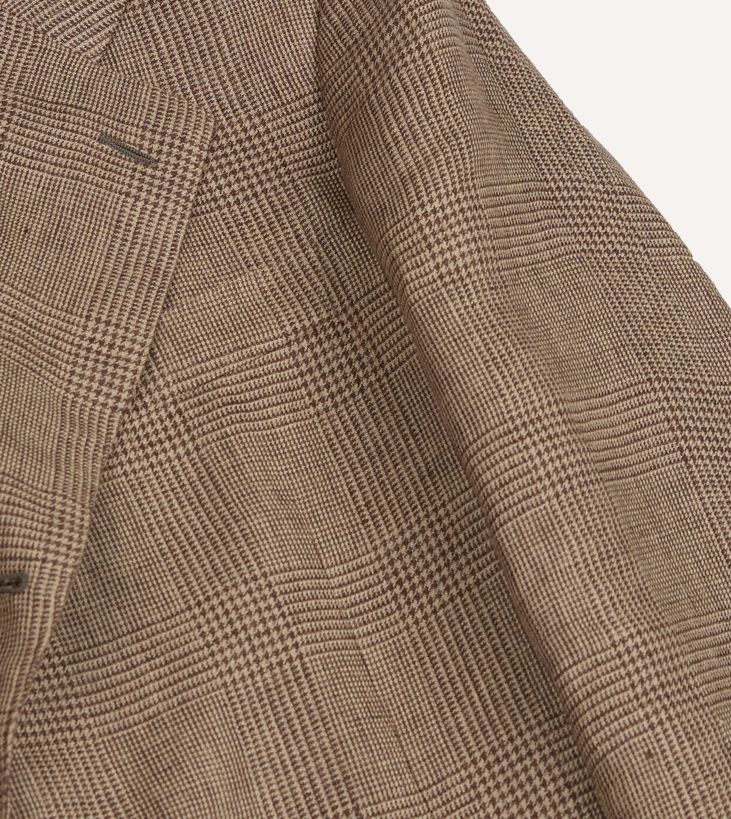 Brown Prince of Wales Check Linen Tailored Jacket