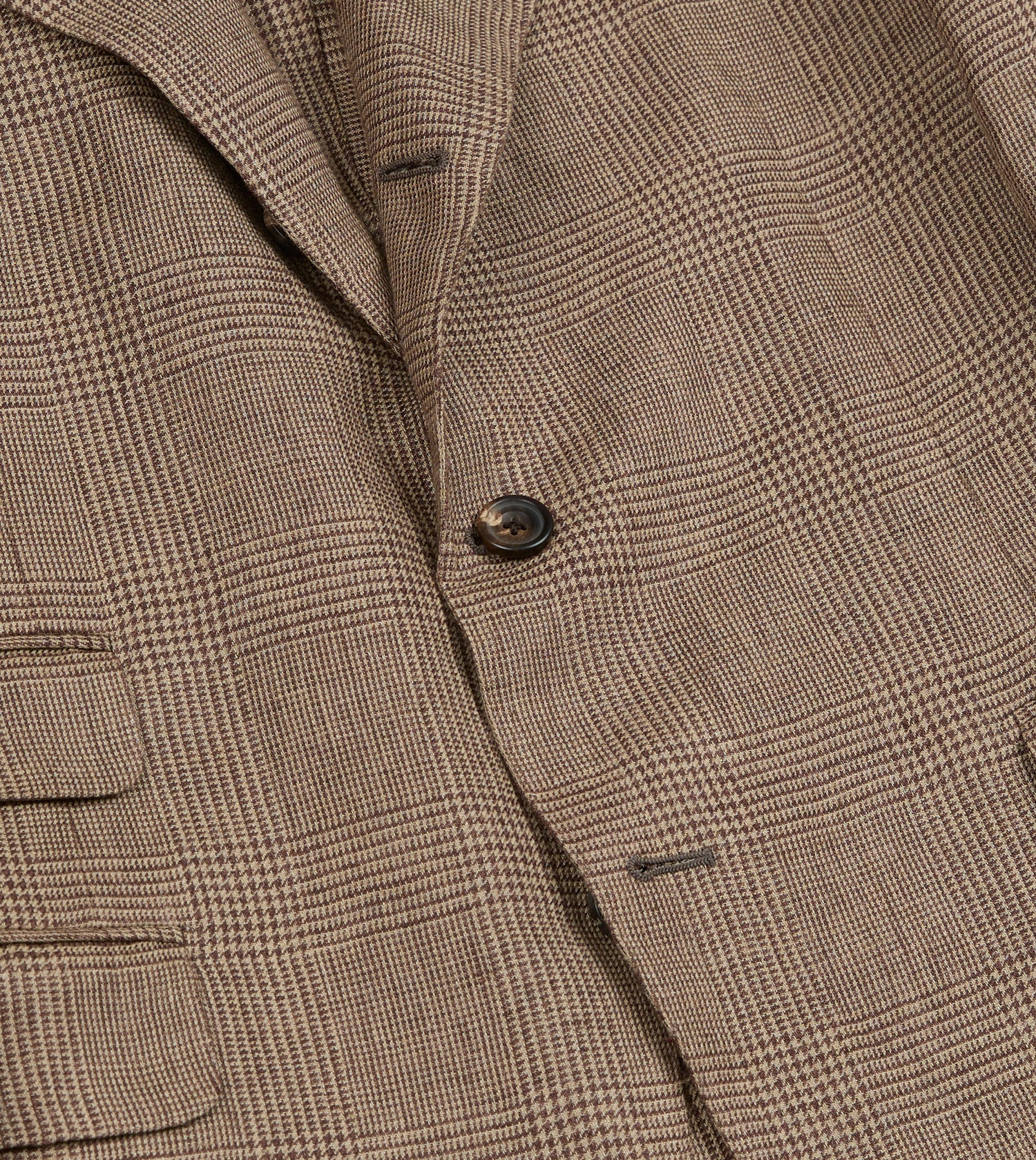 Brown Prince of Wales Check Linen Tailored Jacket