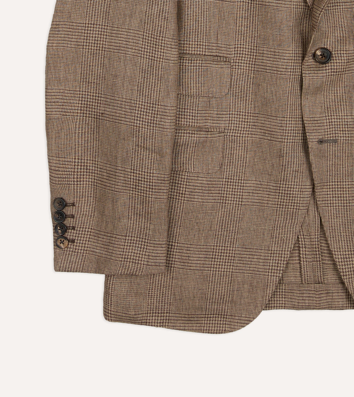 Brown Prince of Wales Check Linen Tailored Jacket