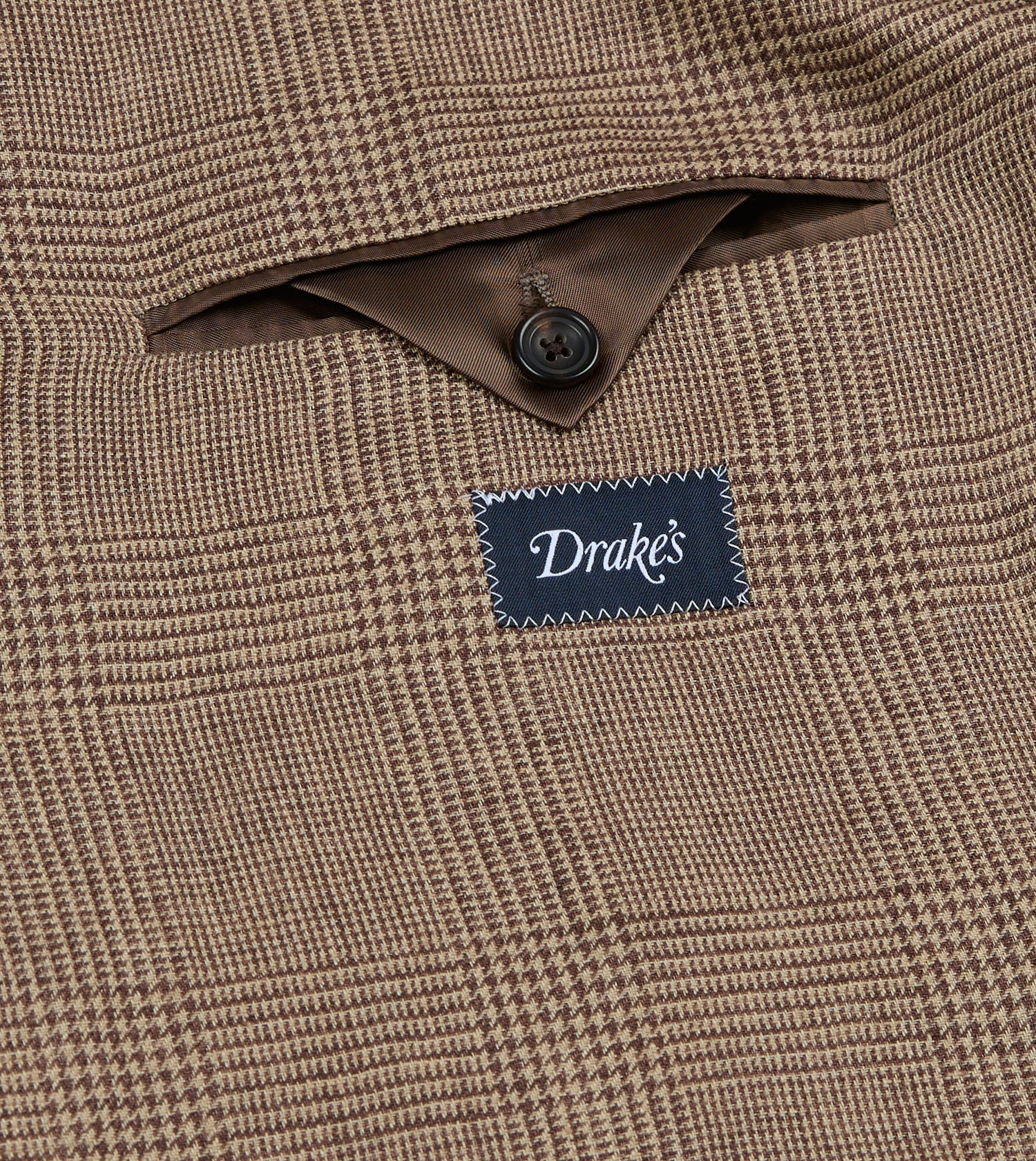 Brown Prince of Wales Check Linen Tailored Jacket