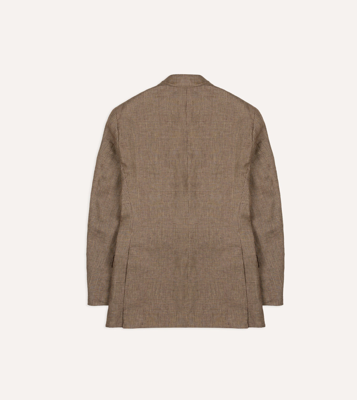 Brown Prince of Wales Check Linen Tailored Jacket