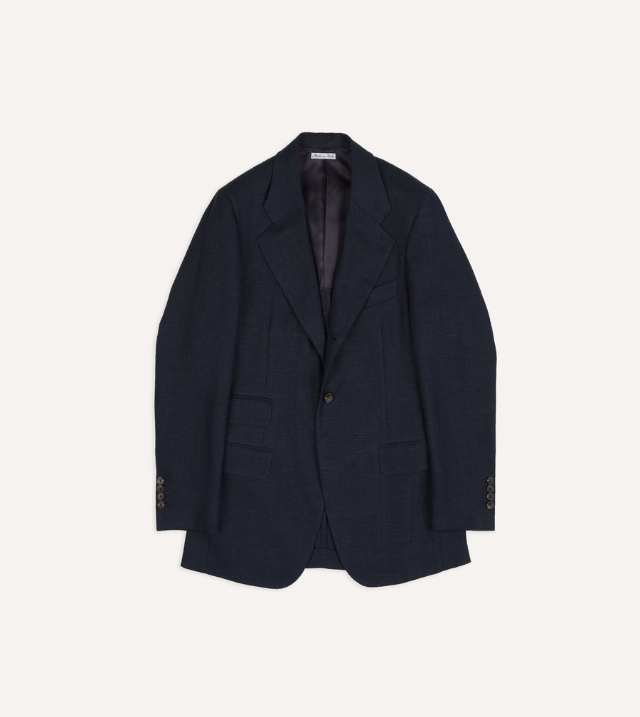 Navy Linen Tailored Jacket