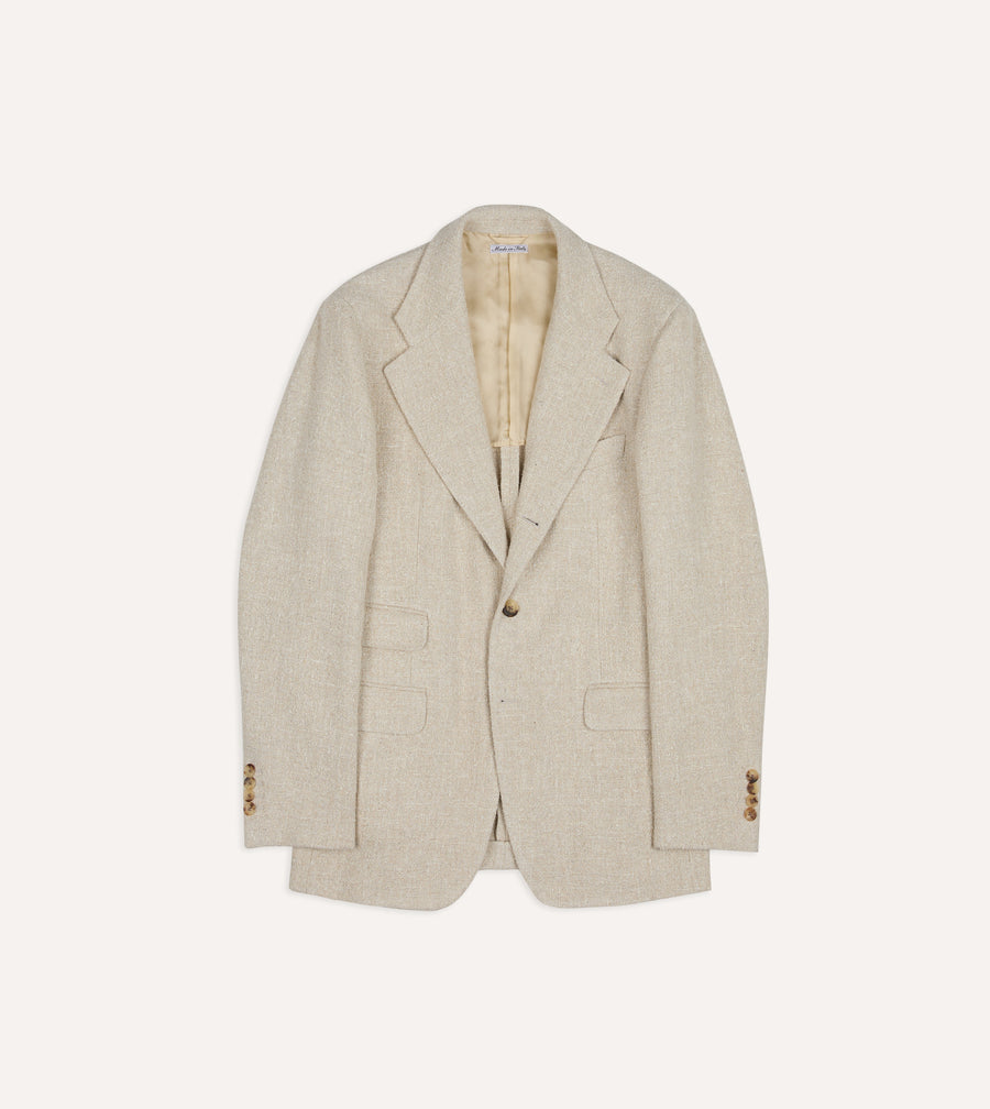 Ecru Silk-Canapa Tweed Blazer