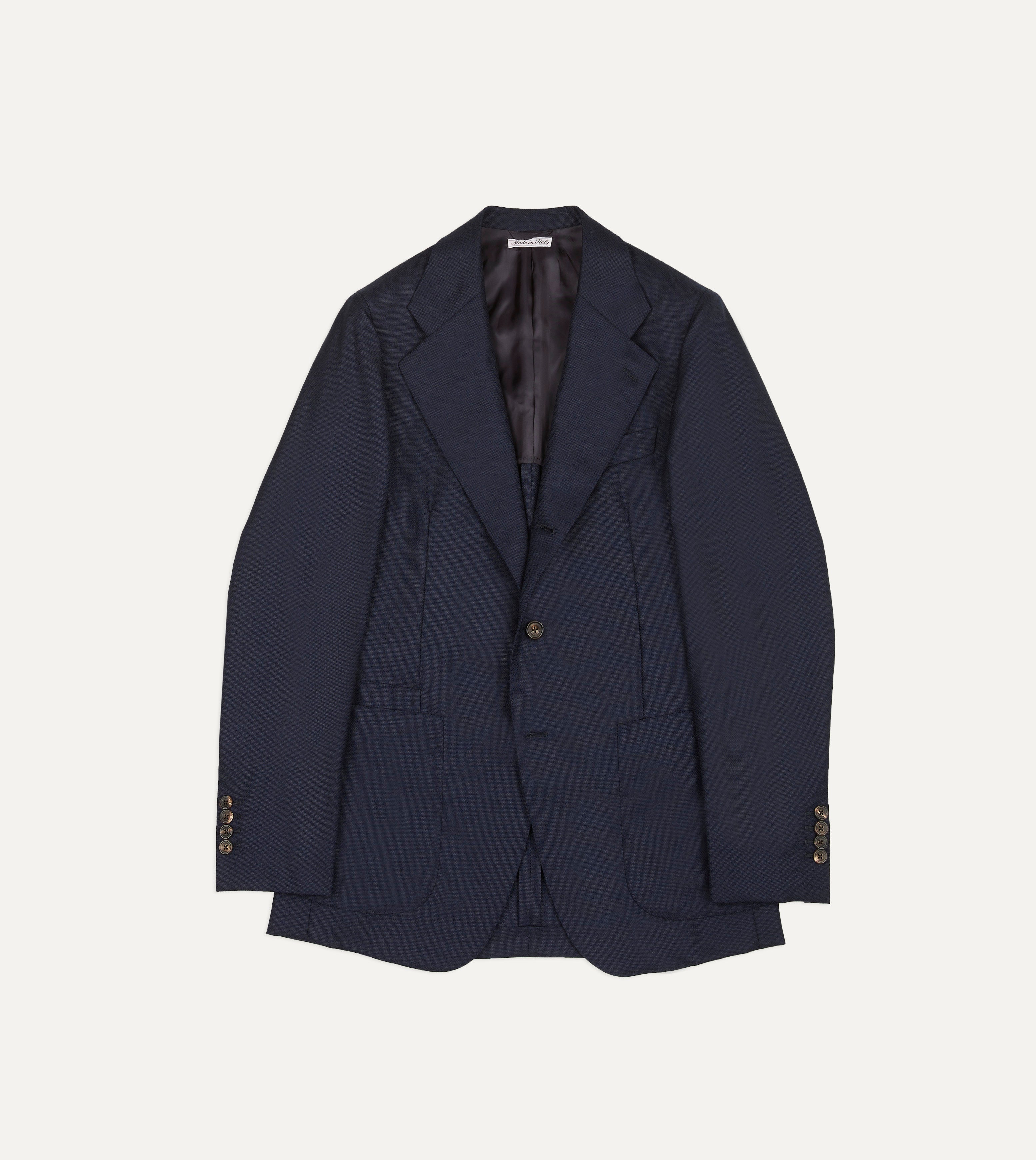 Navy Wool Hopsack Travel Blazer