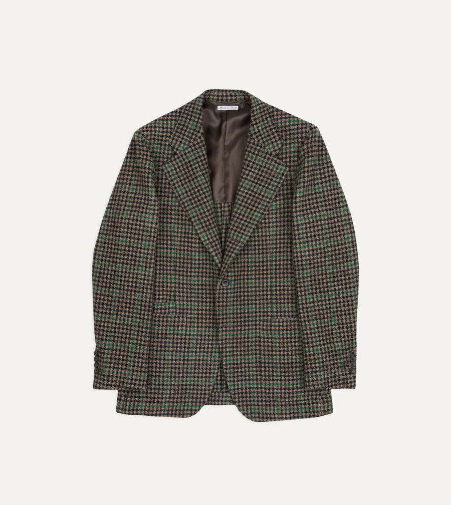 Dark Brown and Green Houndstooth Harris Tweed® Blazer