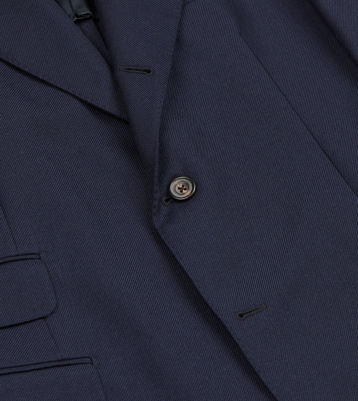 Navy Wool-Cotton Twill Tailored Jacket