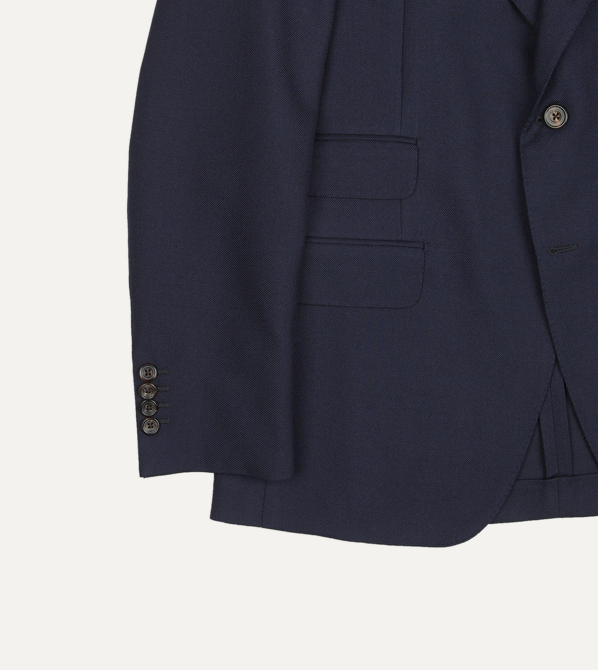 Navy Wool-Cotton Twill Tailored Jacket