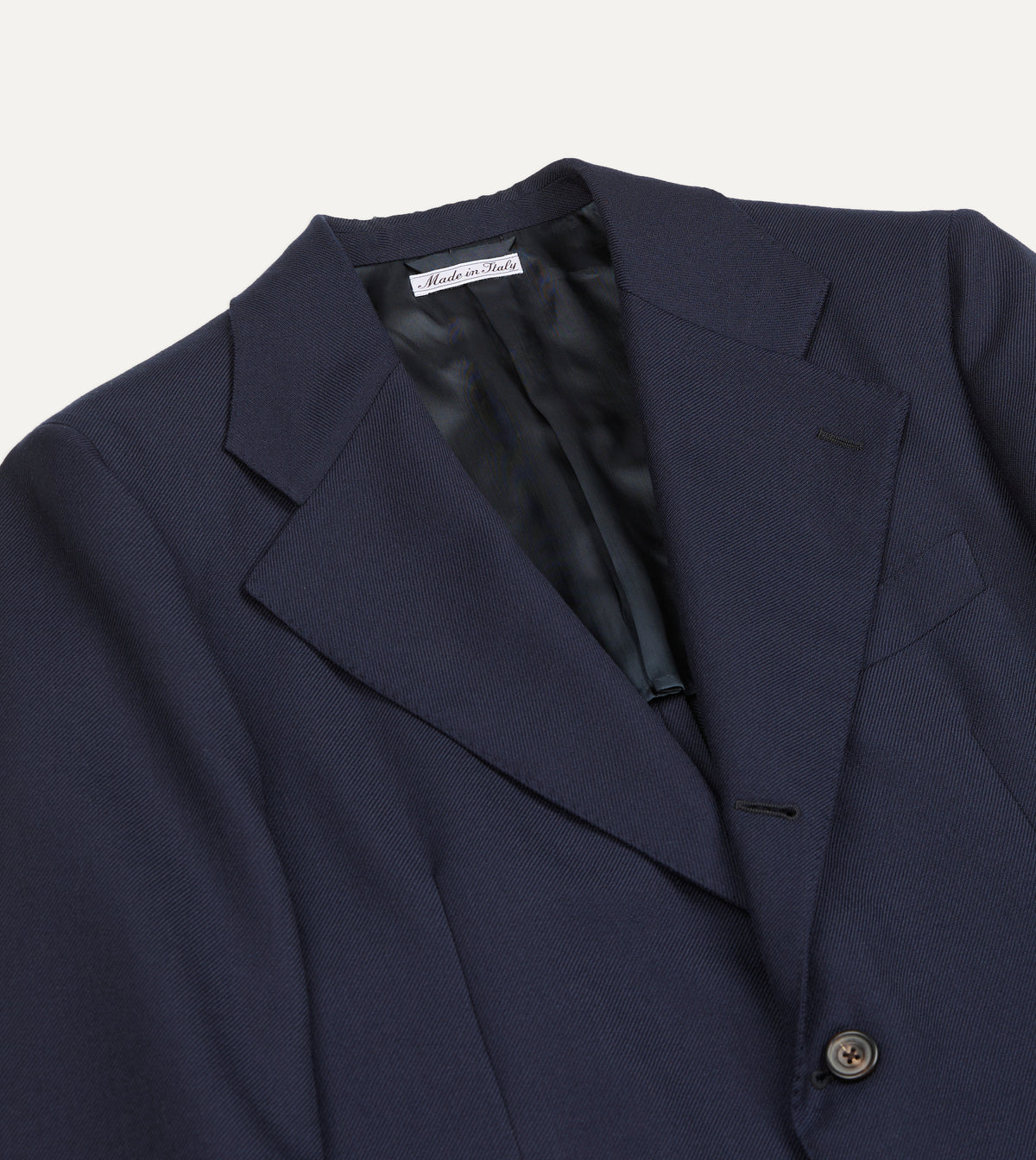 Navy Wool-Cotton Twill Tailored Jacket