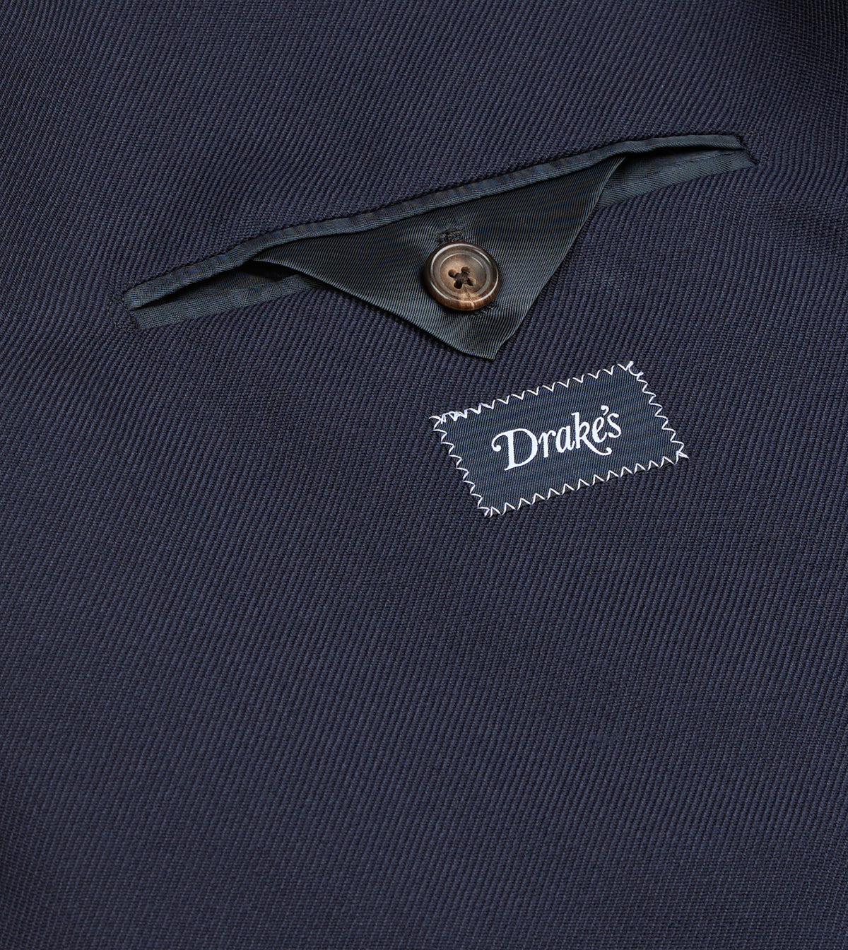 Navy Wool-Cotton Twill Tailored Jacket