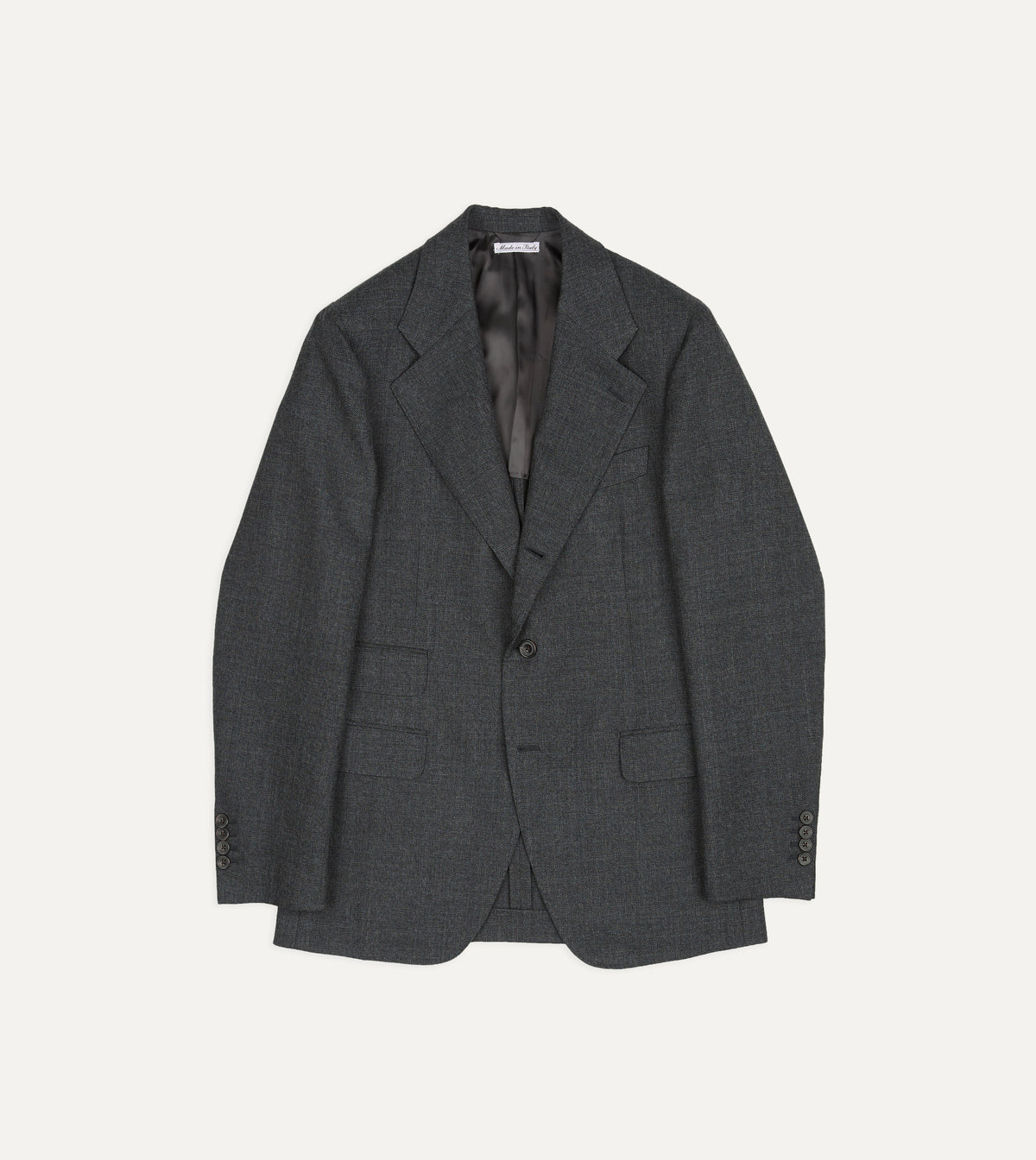 Grey Wool-Cotton Twill Tailored Jacket