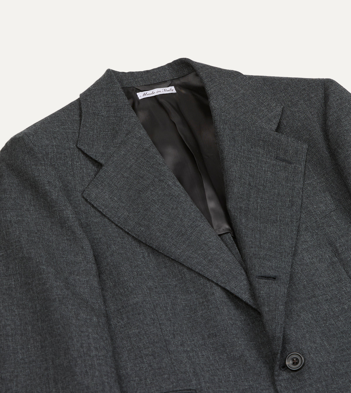 Grey Wool-Cotton Twill Tailored Jacket