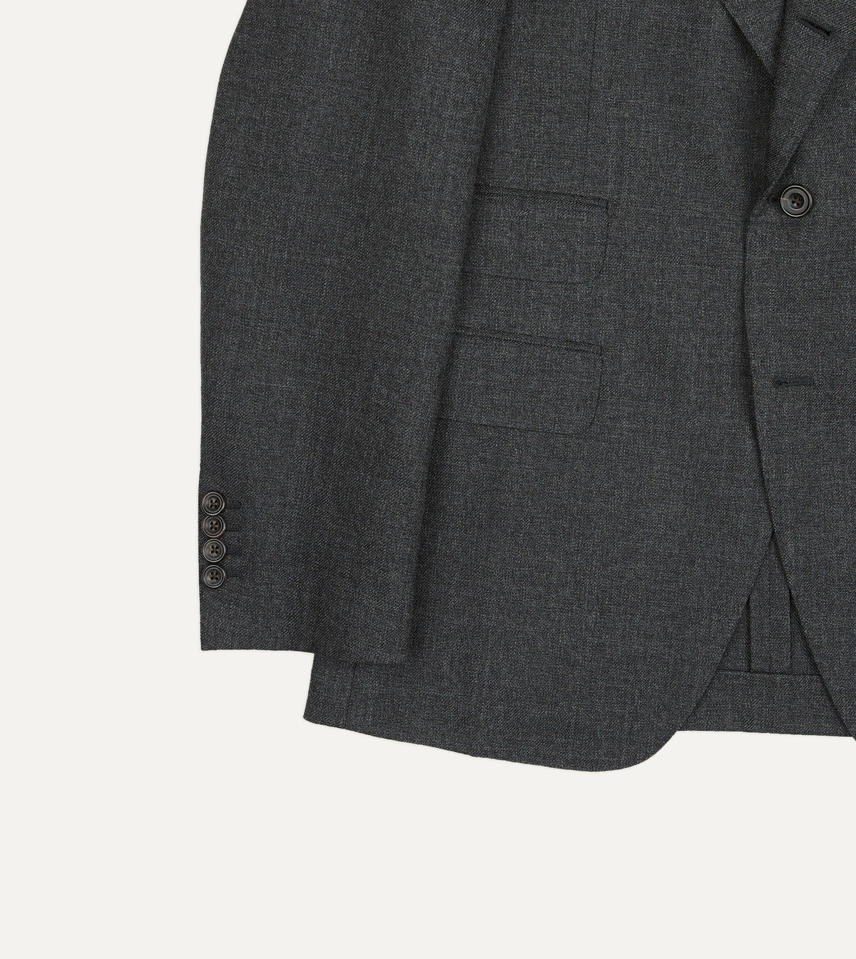 Grey Wool-Cotton Twill Tailored Jacket