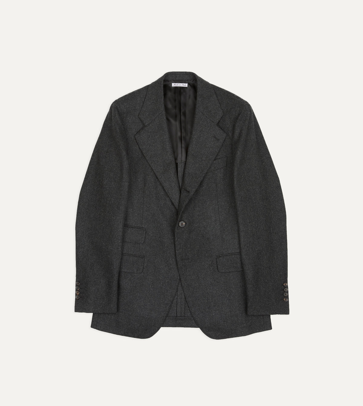 Charcoal Wool Flannel Tailored Jacket