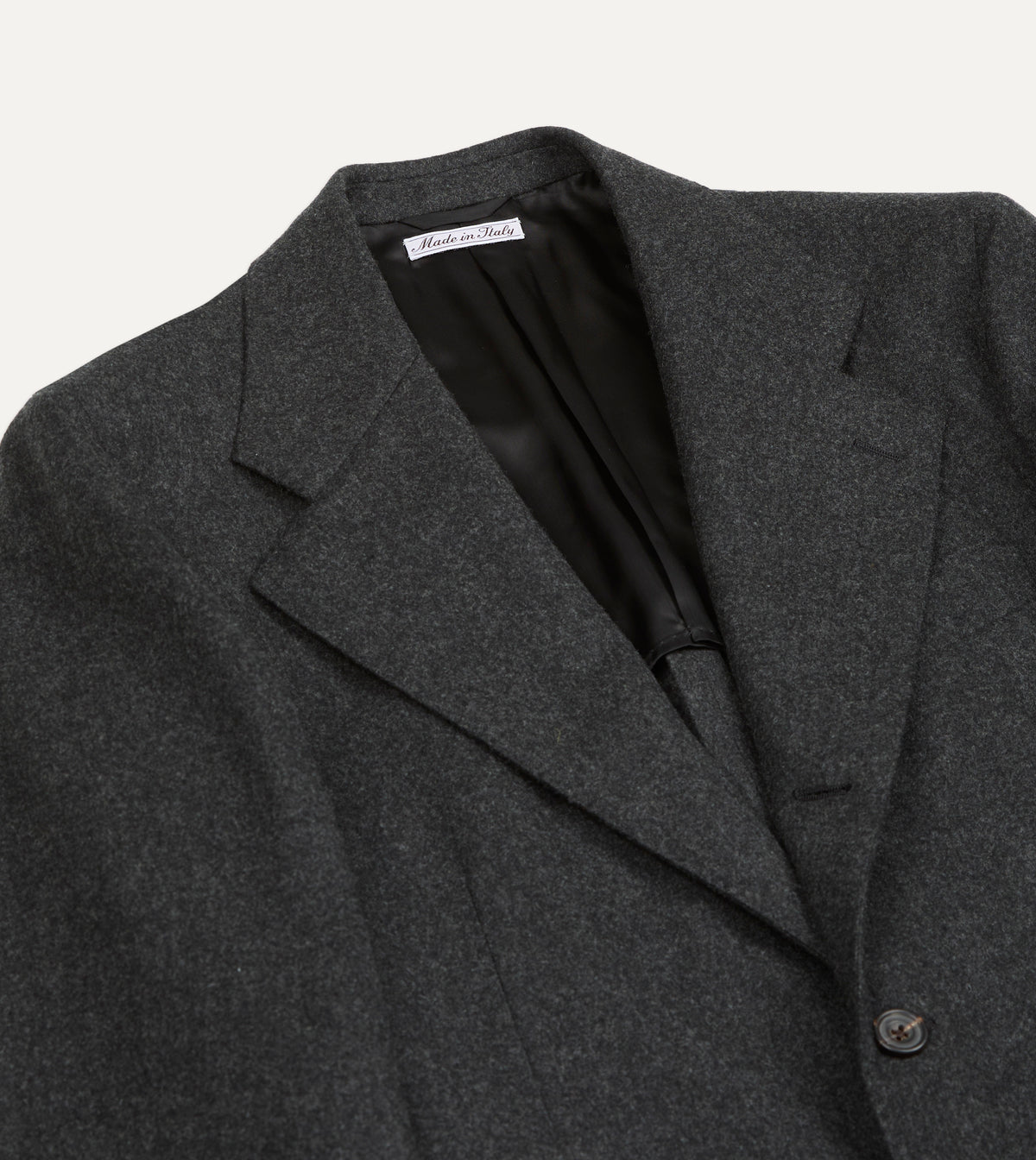 Charcoal Wool Flannel Tailored Jacket