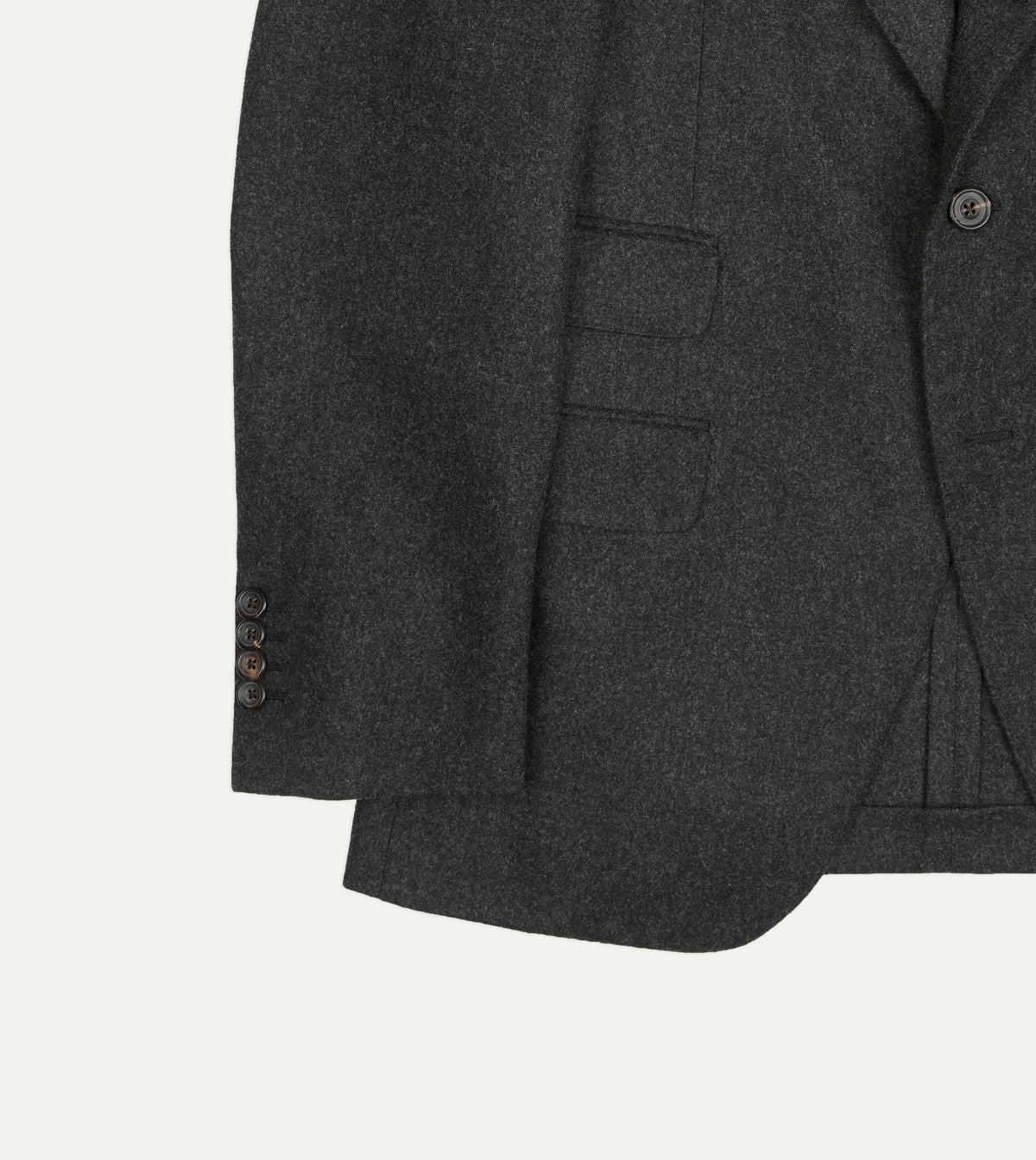 Charcoal Wool Flannel Tailored Jacket