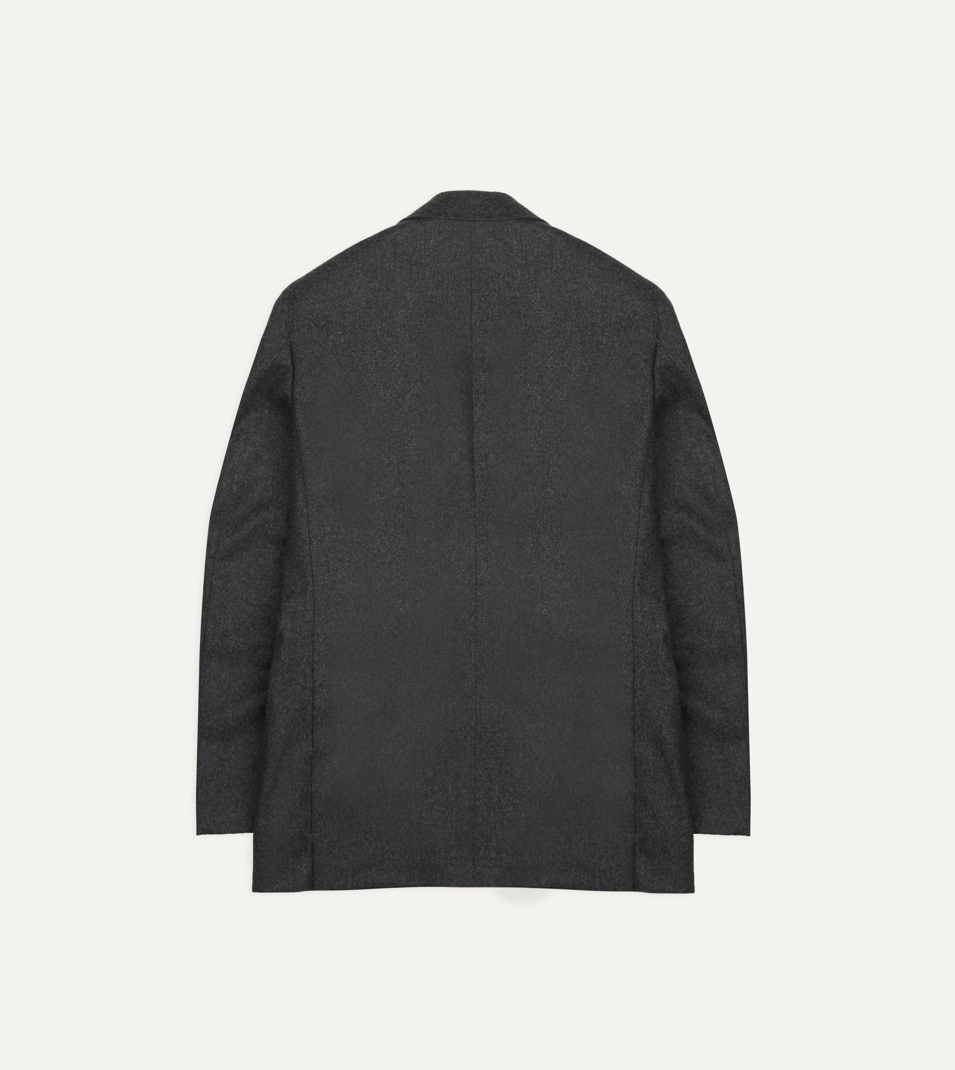Charcoal Wool Flannel Tailored Jacket