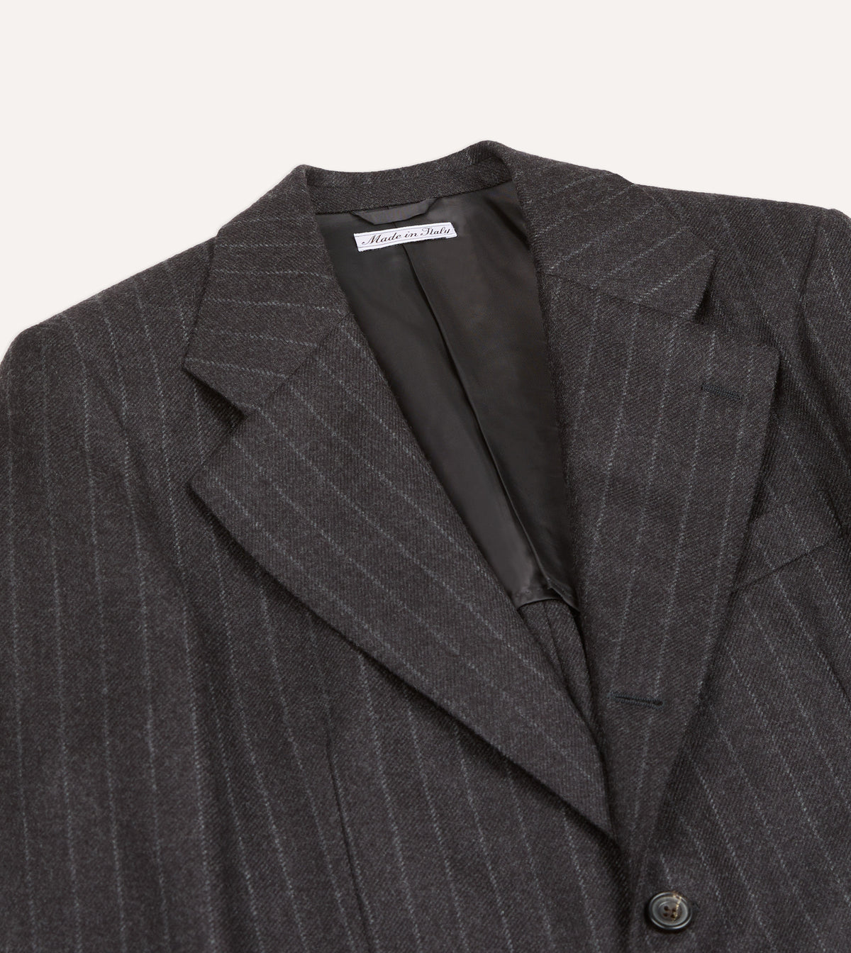 Charcoal Pinstripe Wool Flannel Tailored Jacket