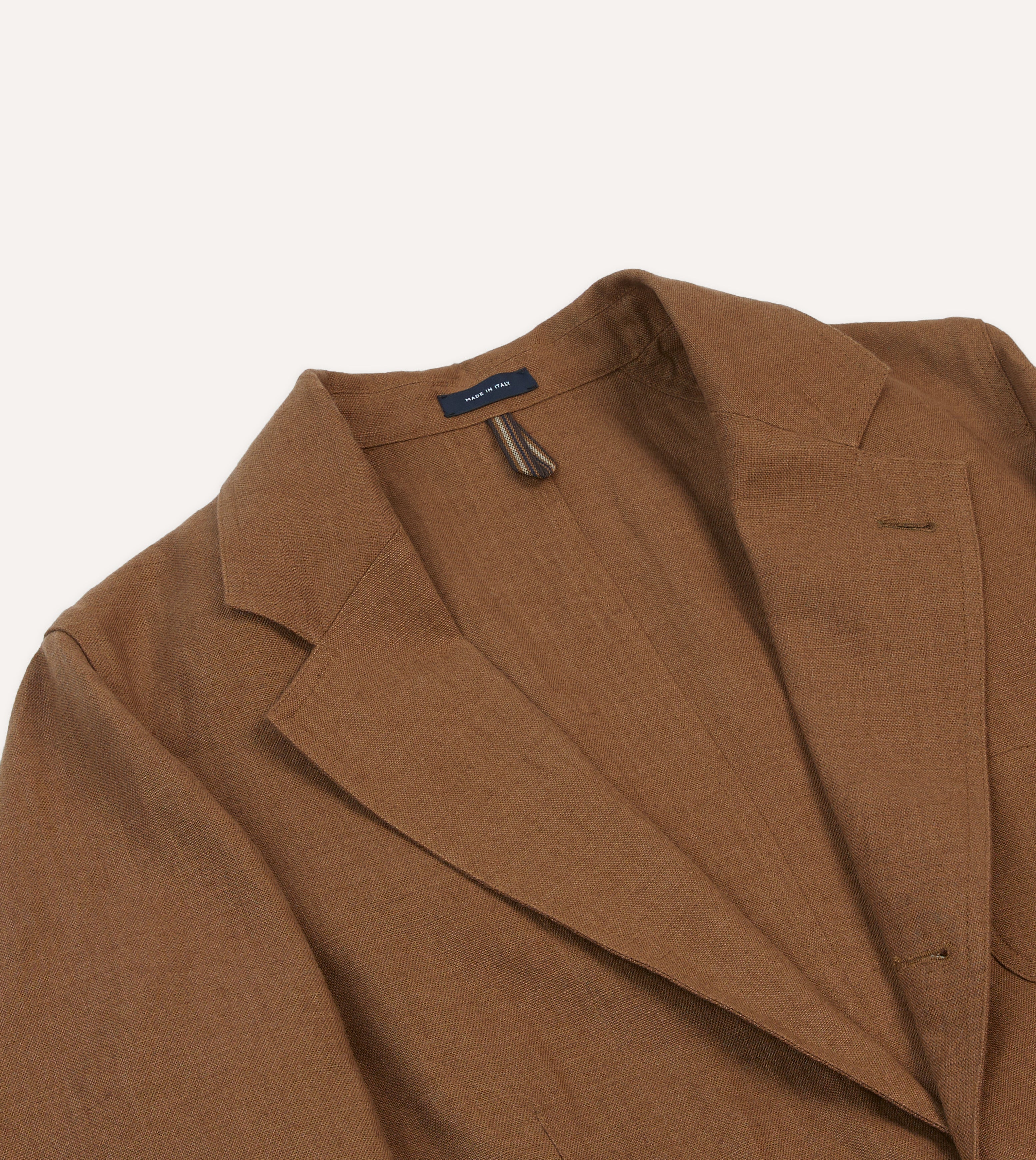 tobacco linen blazer Wearing colour: jacket and cream trousers Permanent Style Once you know it Sundeck Linen Blazer - The