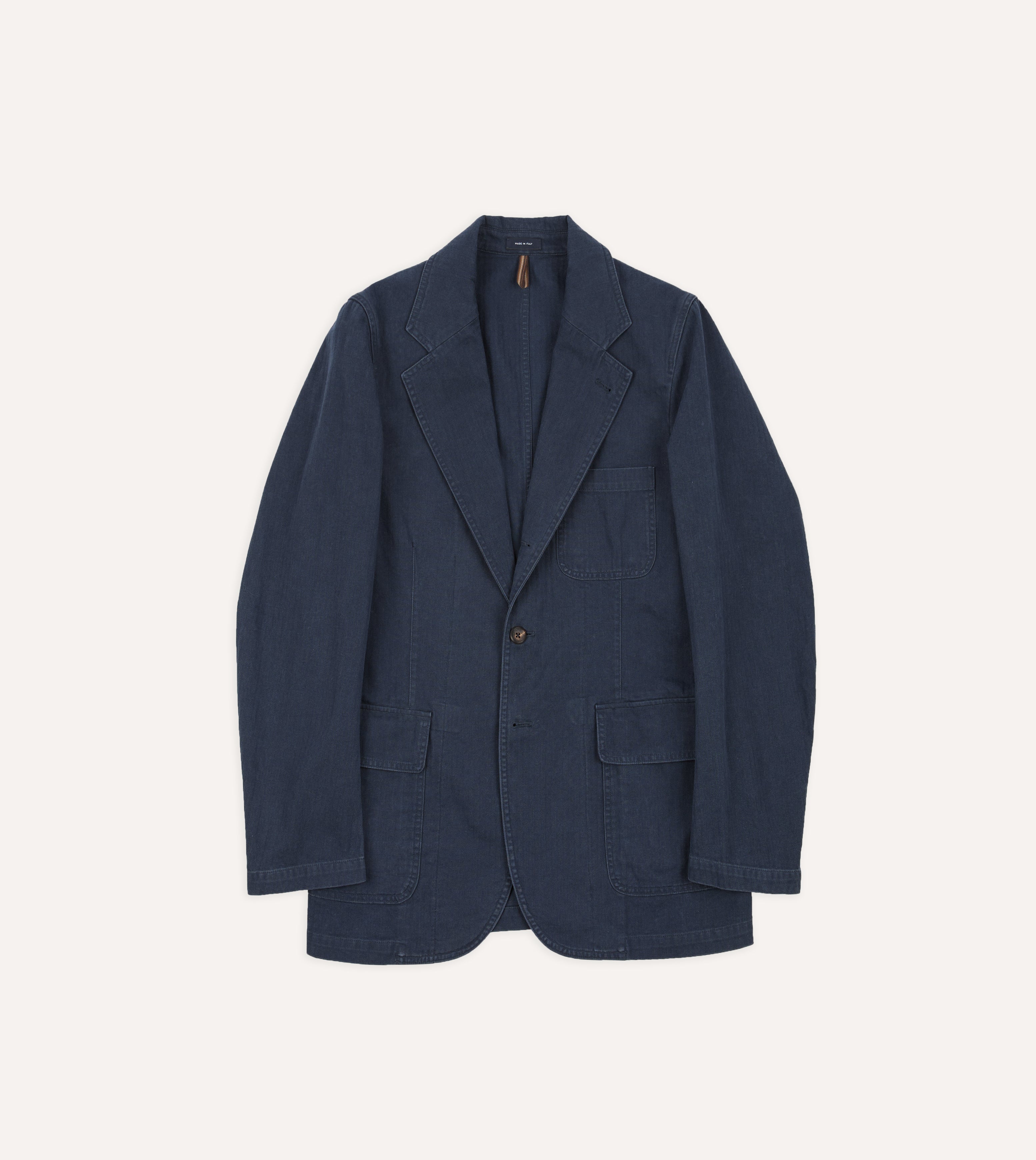 Navy Herringbone Twill Cotton Games Blazer Mk. I – Drakes US