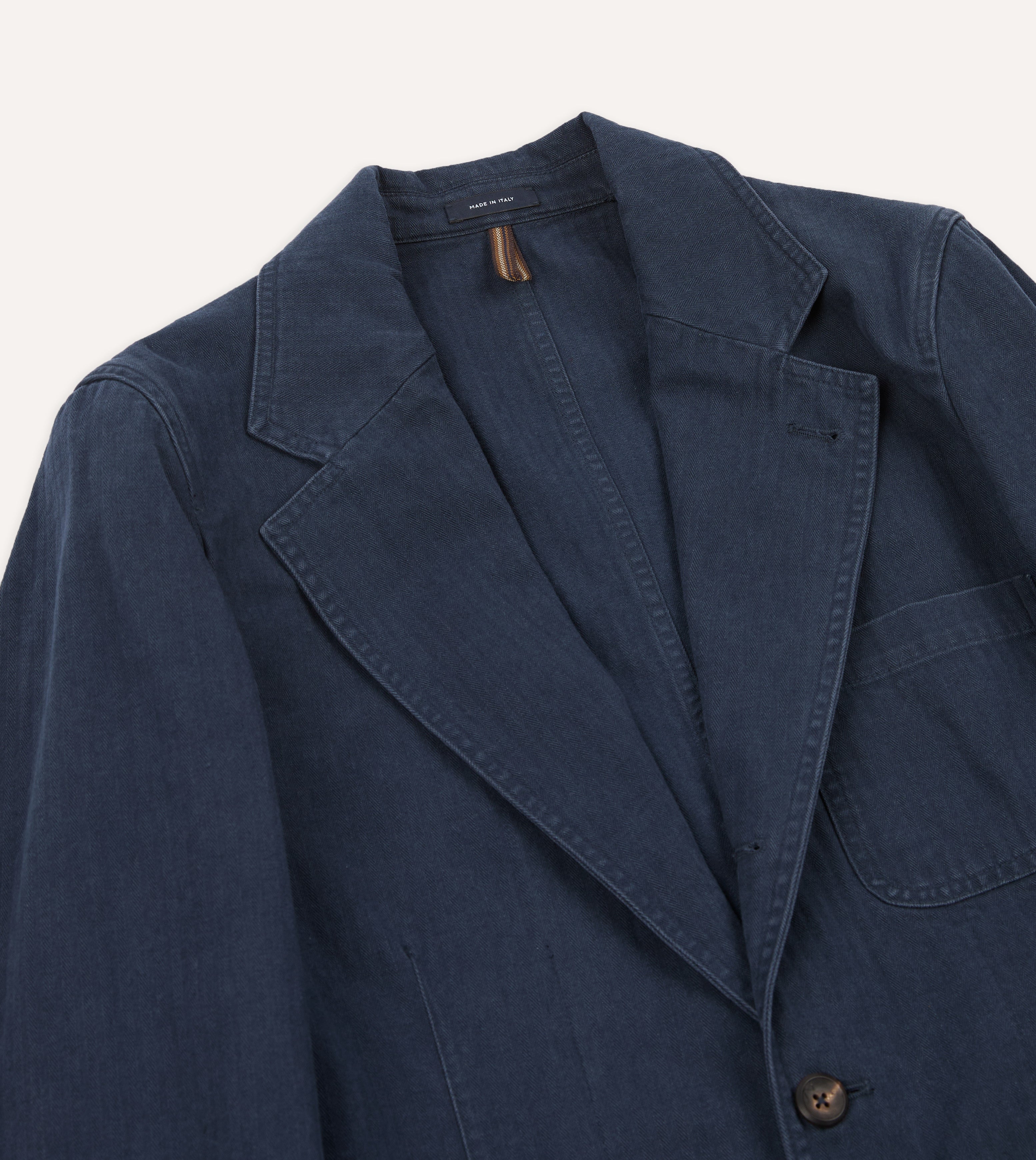 Navy Herringbone Twill Cotton Games Blazer Mk. I – Drakes US