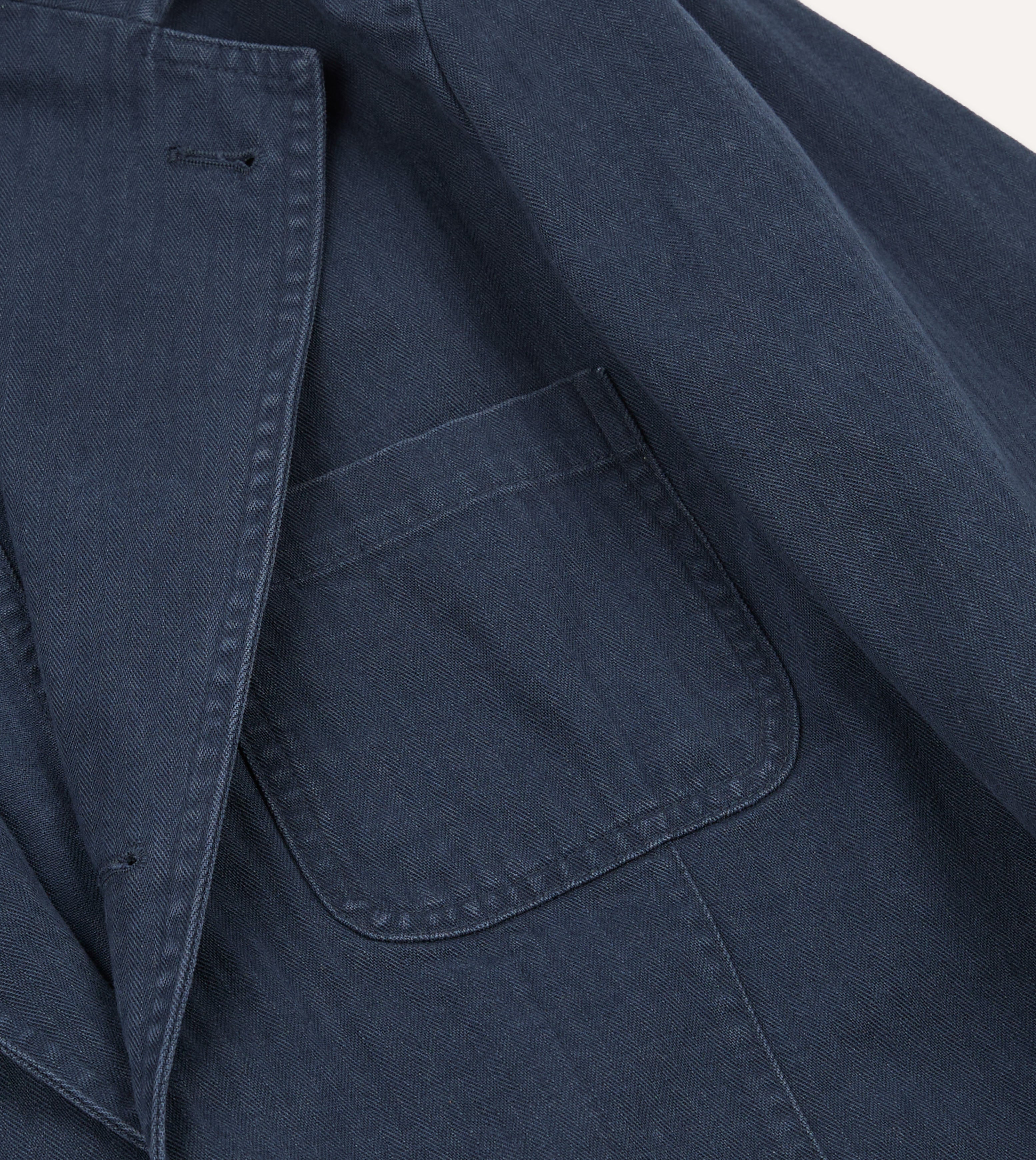 Navy Herringbone Twill Cotton Games Blazer Mk. I – Drakes US