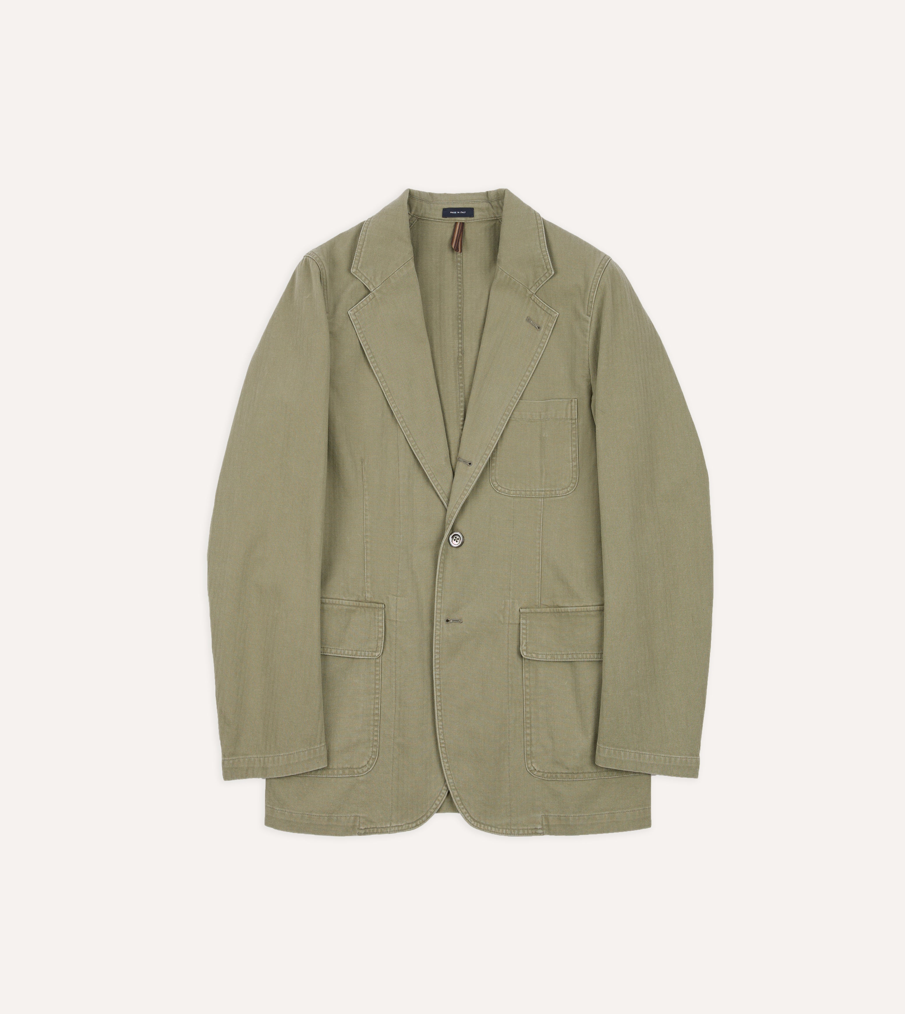 Drake's / GAMES BLAZER Mk1 / サイズ34 Olive Herringbone Twill Cotton Games Blazer Mk. I – Drakes US