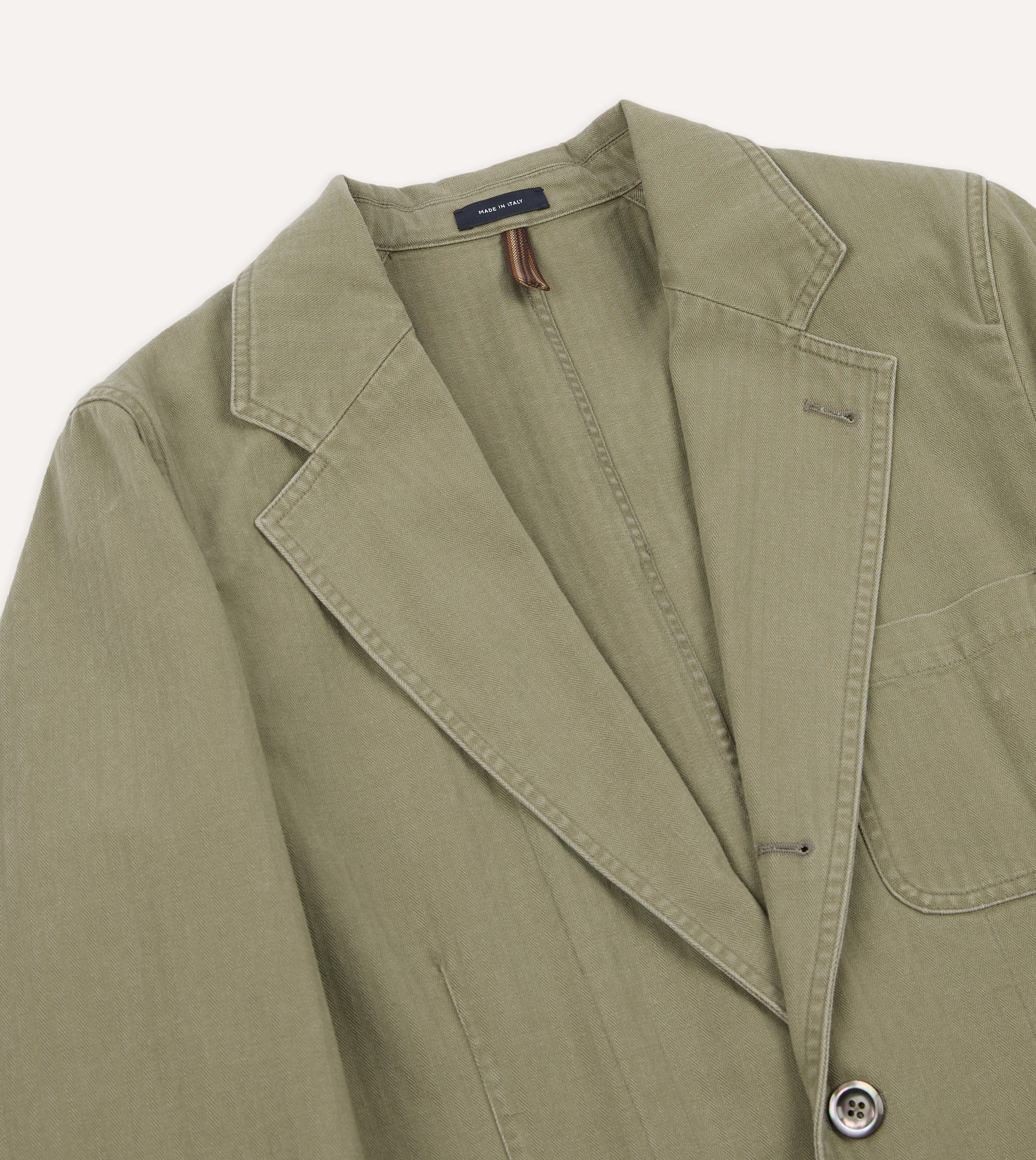 Olive Herringbone Twill Cotton Games Blazer Mk. I – Drakes US