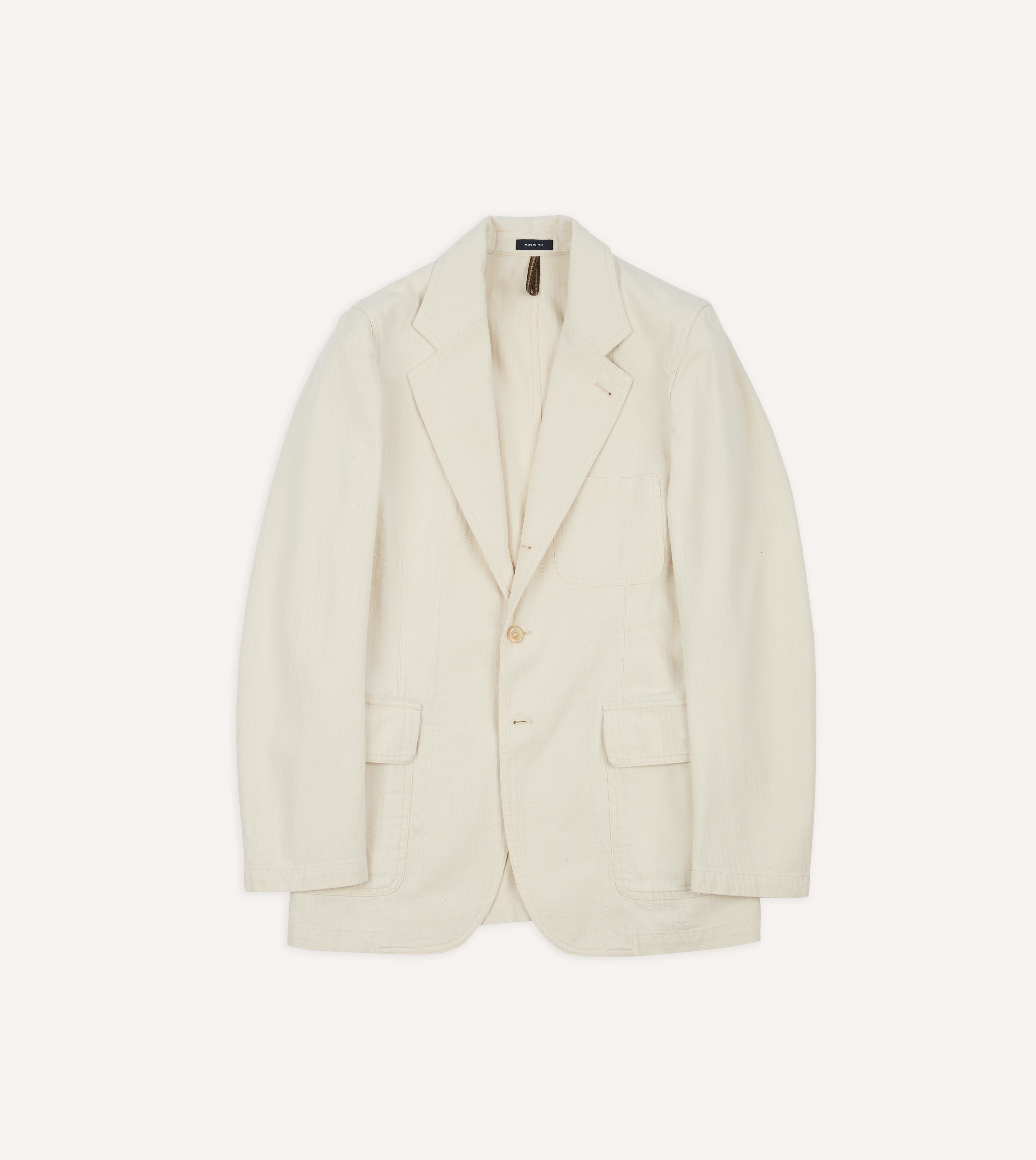 Ecru Herringbone Twill Cotton Games Blazer Mk. I – Drakes US