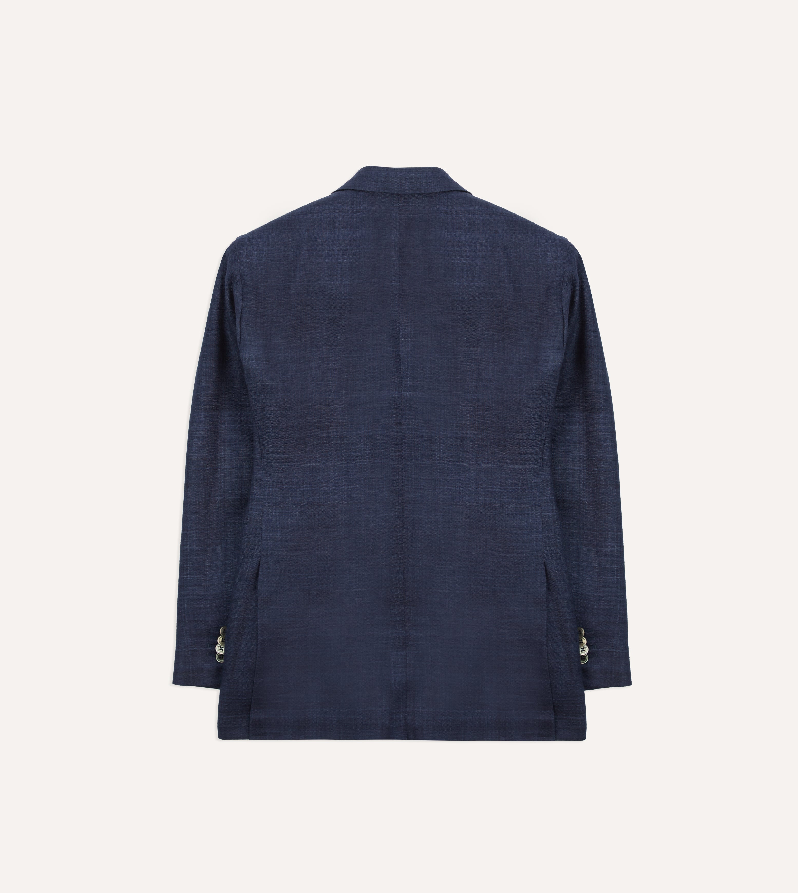 Navy Tussah Silk Double-Breasted Tailored Jacket