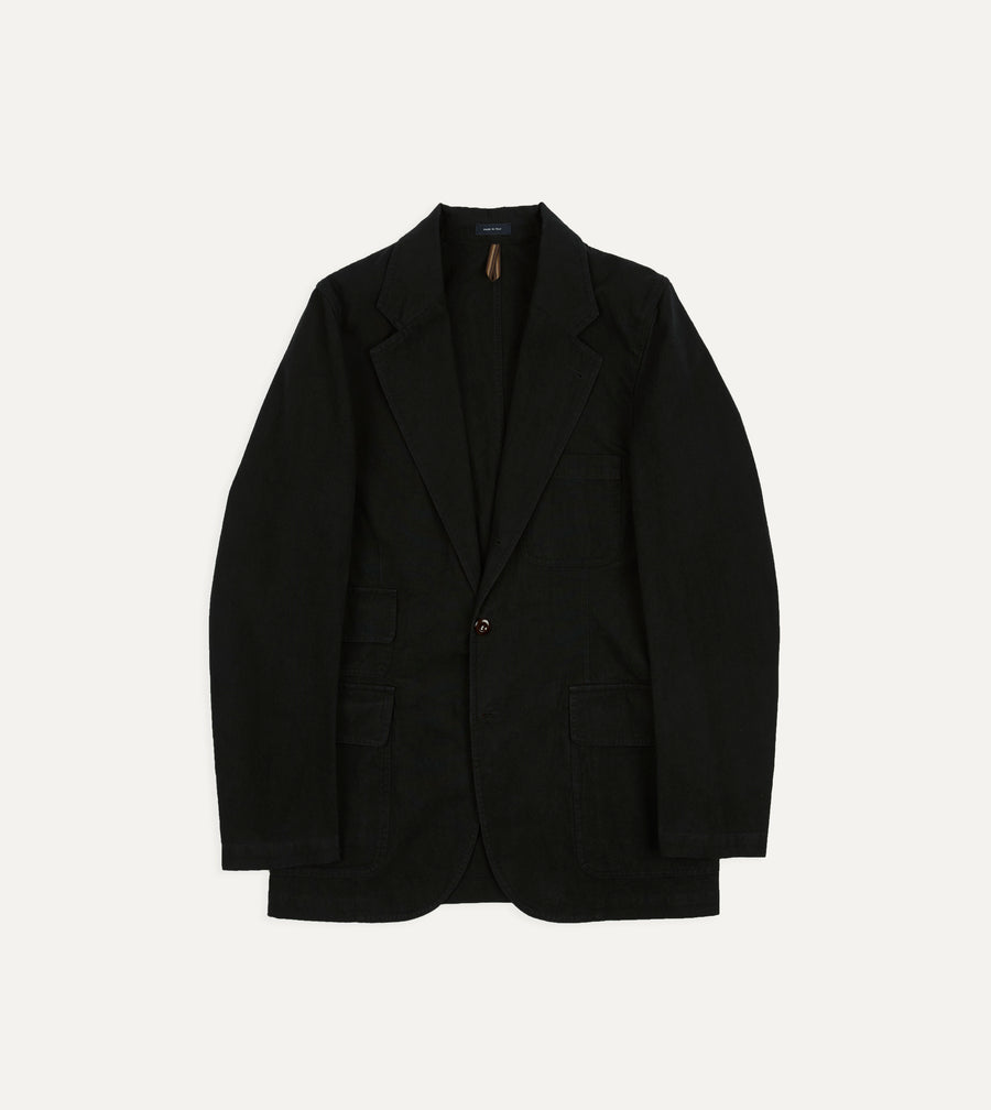 Drake's by A. Levine Black Cotton-Linen Games Blazer Mk. IV