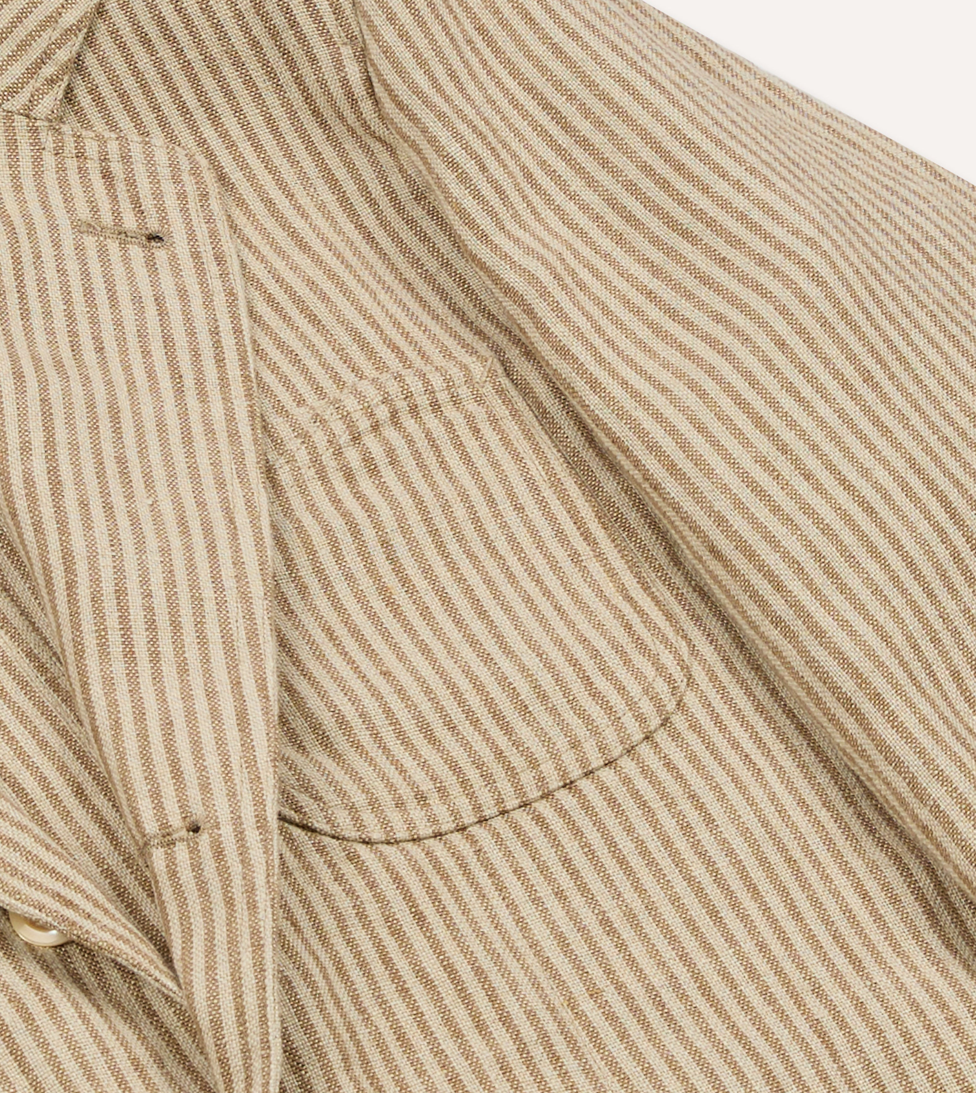 Brown and Ecru Stripe Oxford Linen Games Blazer Mk. IV – Drakes US