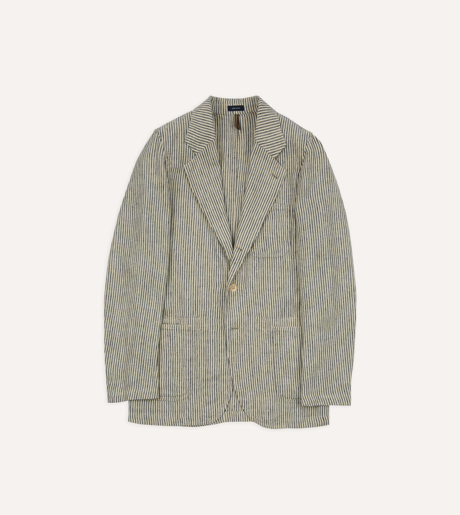 Navy and Ecru Stripe Oxford Linen Games Blazer Mk. IV