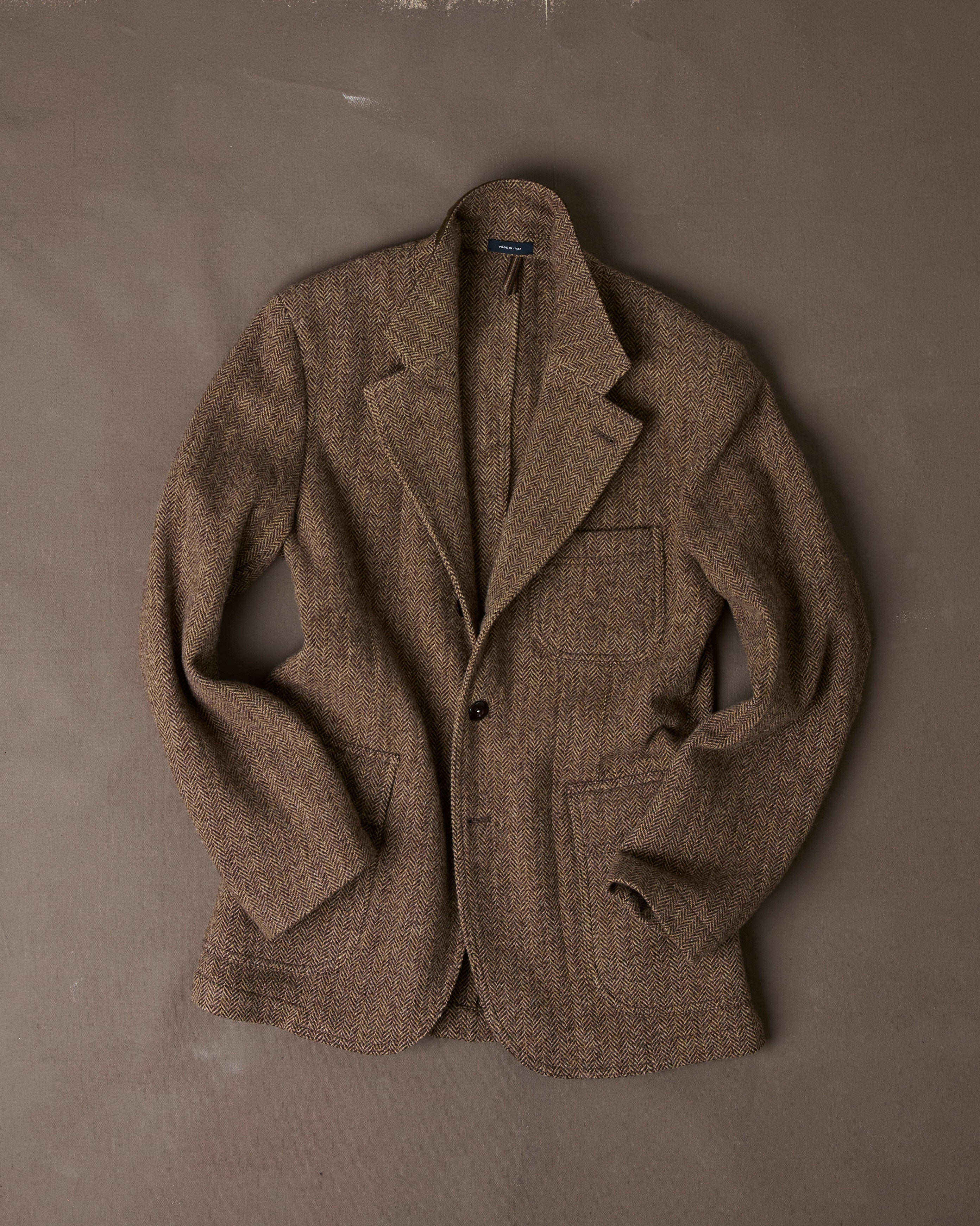 Brown Herringbone Tweed Games Blazer Mk. VII – Drakes US