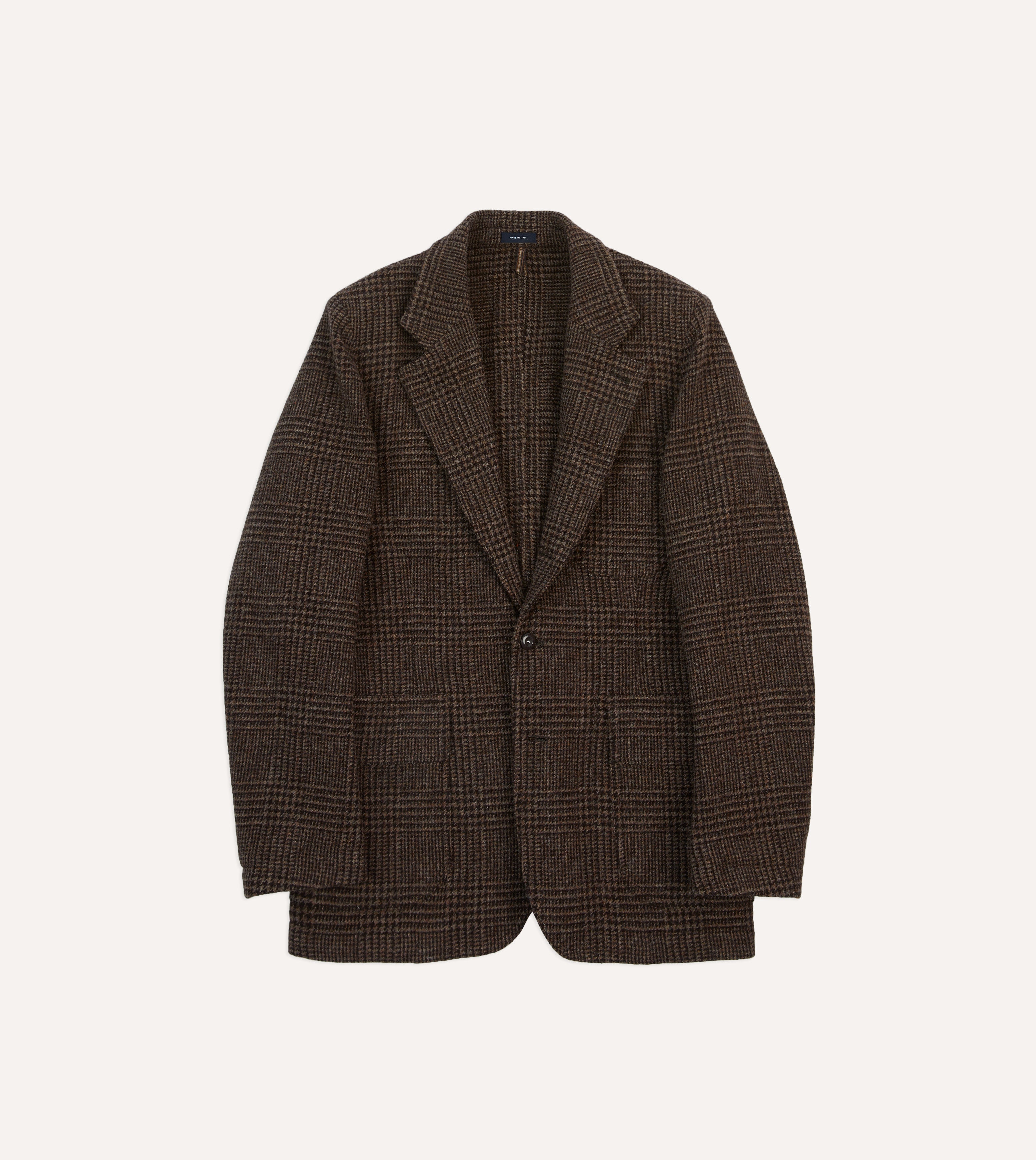 公式在庫無しtweed tailored jacket brownサイズ1 Harris Tweed of Scotland Green with Brown Overcheck Tweed Jacket