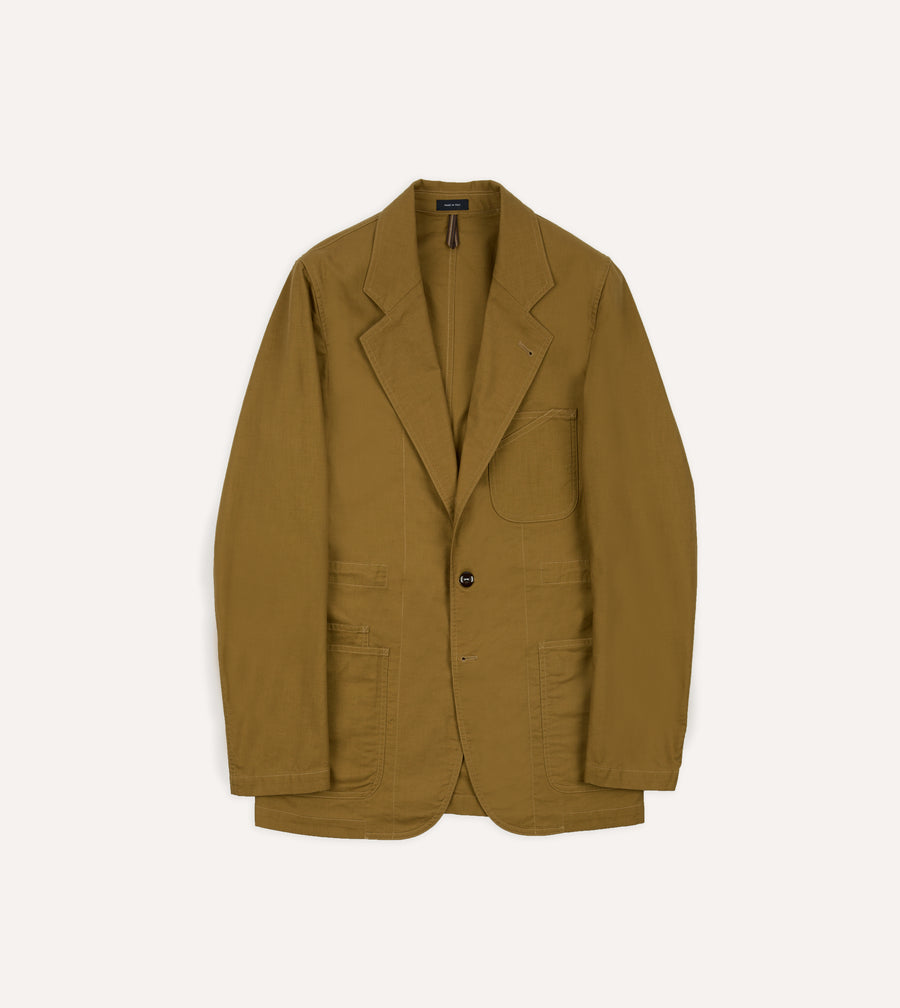 Olive Cotton Drawstring Games Blazer