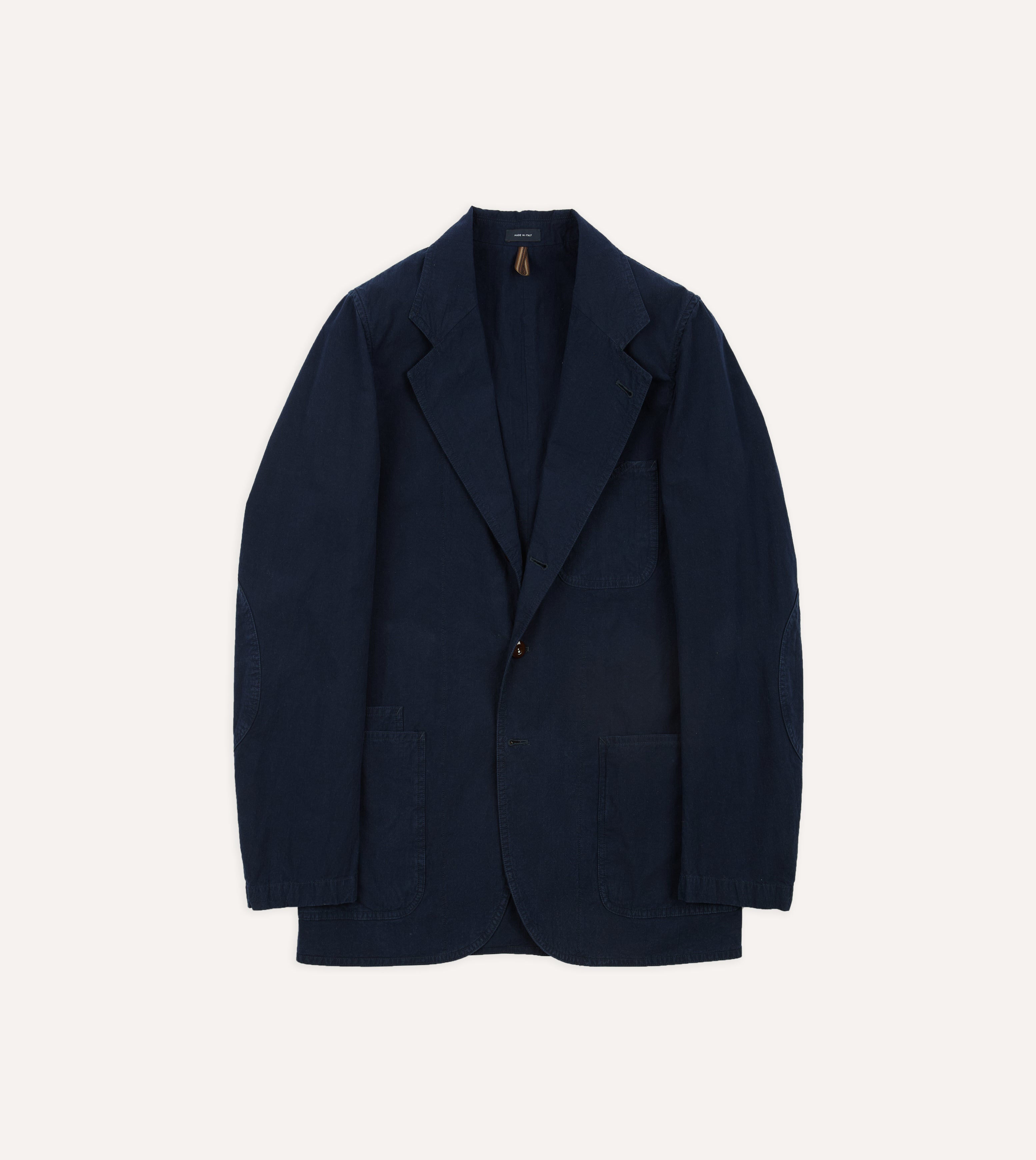 Navy Cotton-Linen Double Layer Games Blazer – Drakes US
