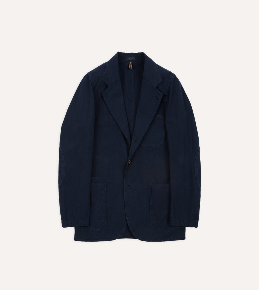 Navy Cotton-Linen Double Layer Games Blazer