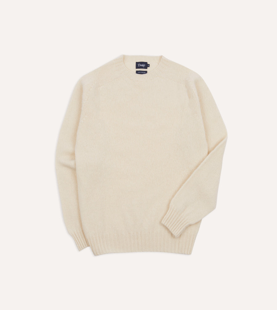 Ecru Brushed Shetland Crew Neck Jumper