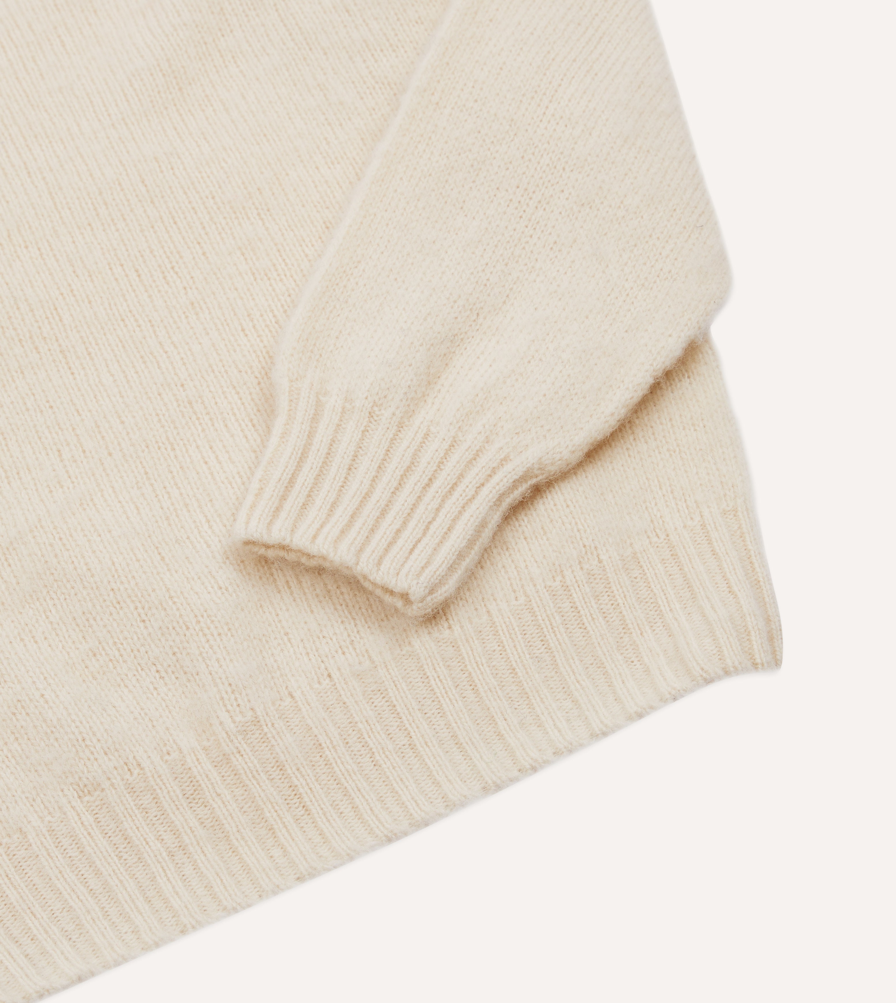 Ecru Brushed Shetland Crew Neck Jumper – Drakes US