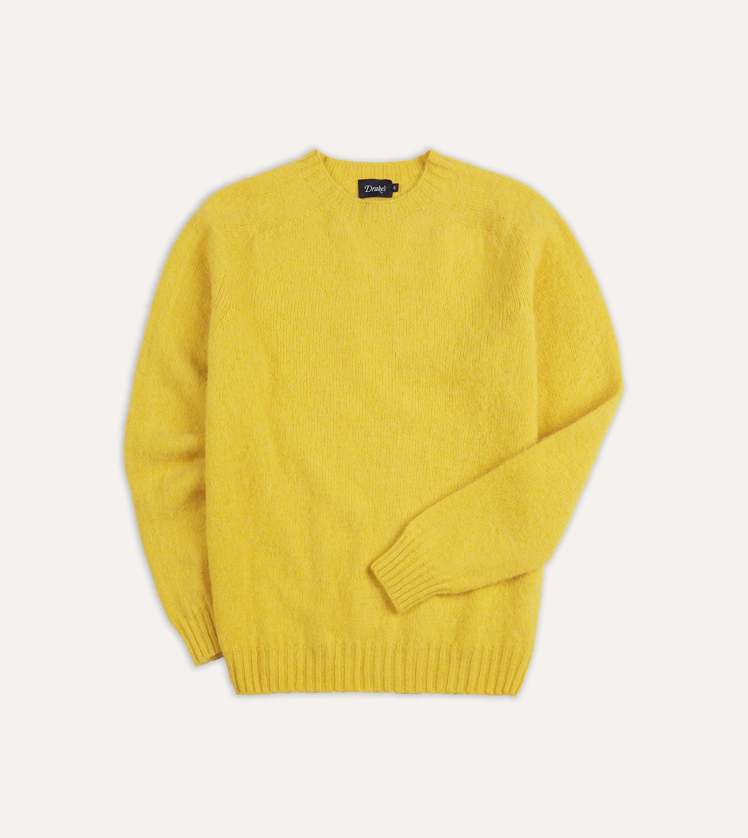 Canary Yellow Brushed Shetland Crew Neck Jumper