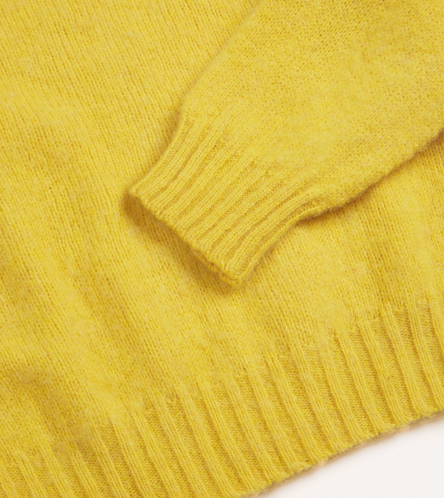 Canary Yellow Brushed Shetland Crew Neck Jumper